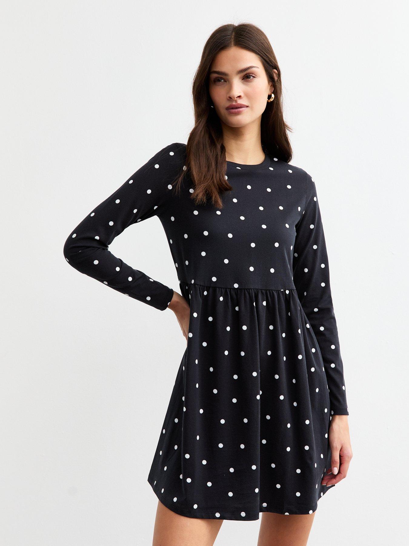 new-look-spotted-mini-smock-dress-black