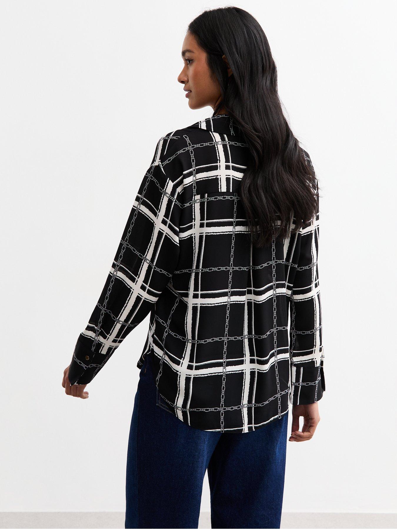 new-look-chain-check-print-shirt-blackstillFront