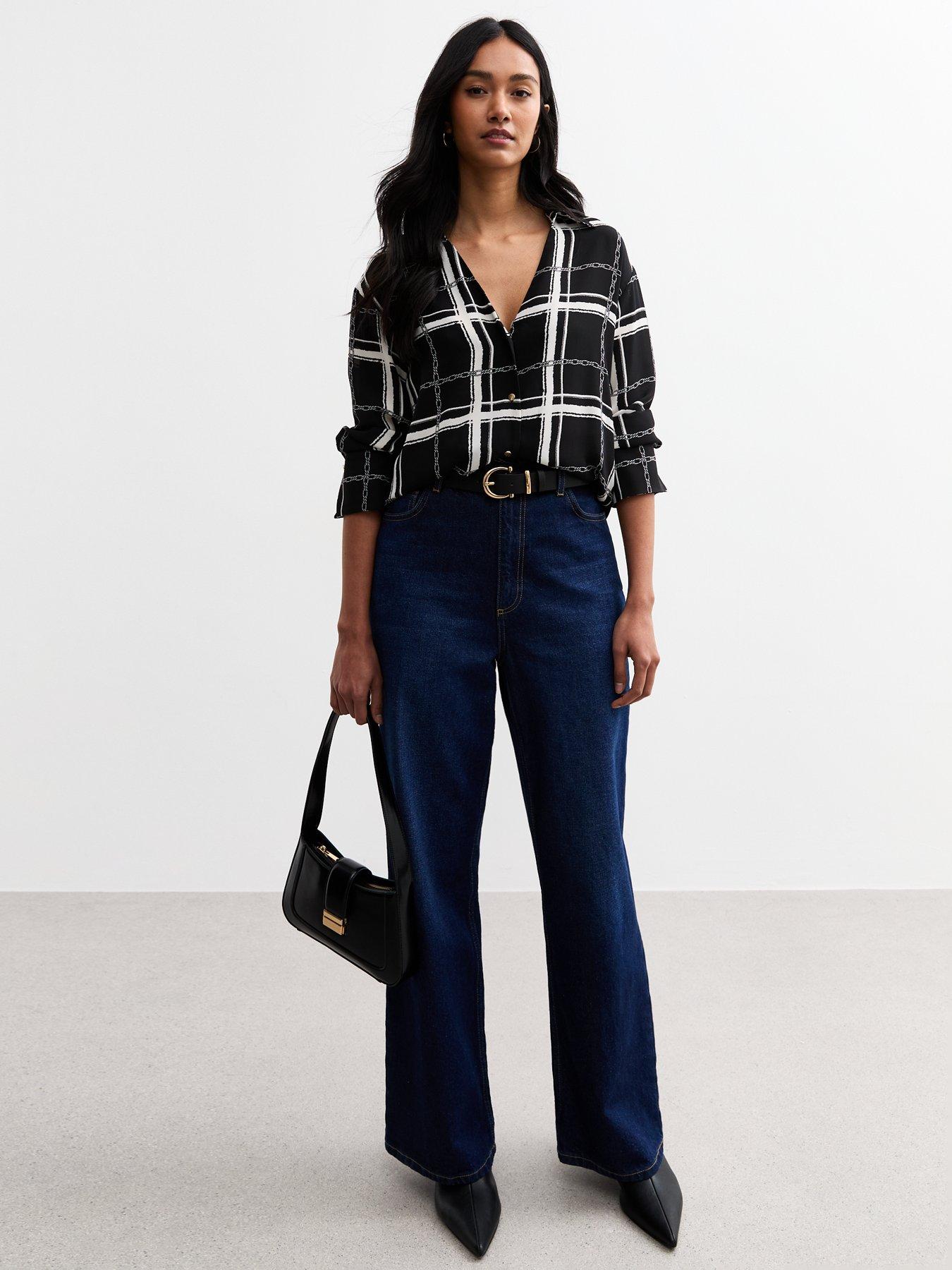 Image 3 of 4 of New Look Chain Check Print Shirt - Black