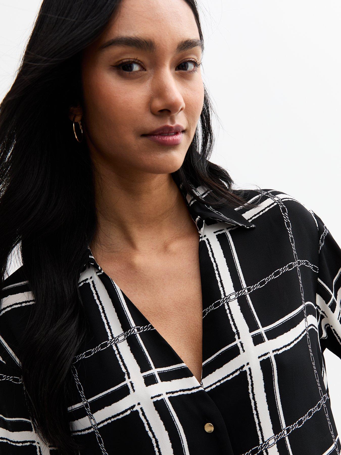 Image 4 of 4 of New Look Chain Check Print Shirt - Black