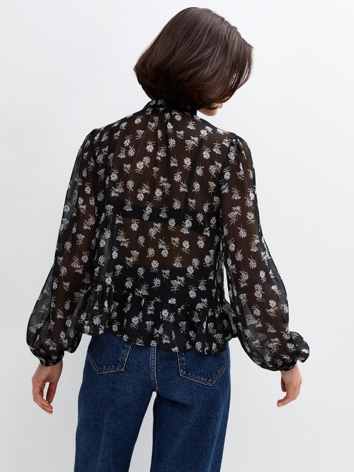 new-look-floral-print-sheer-pussybow-blouse-blackstillFront