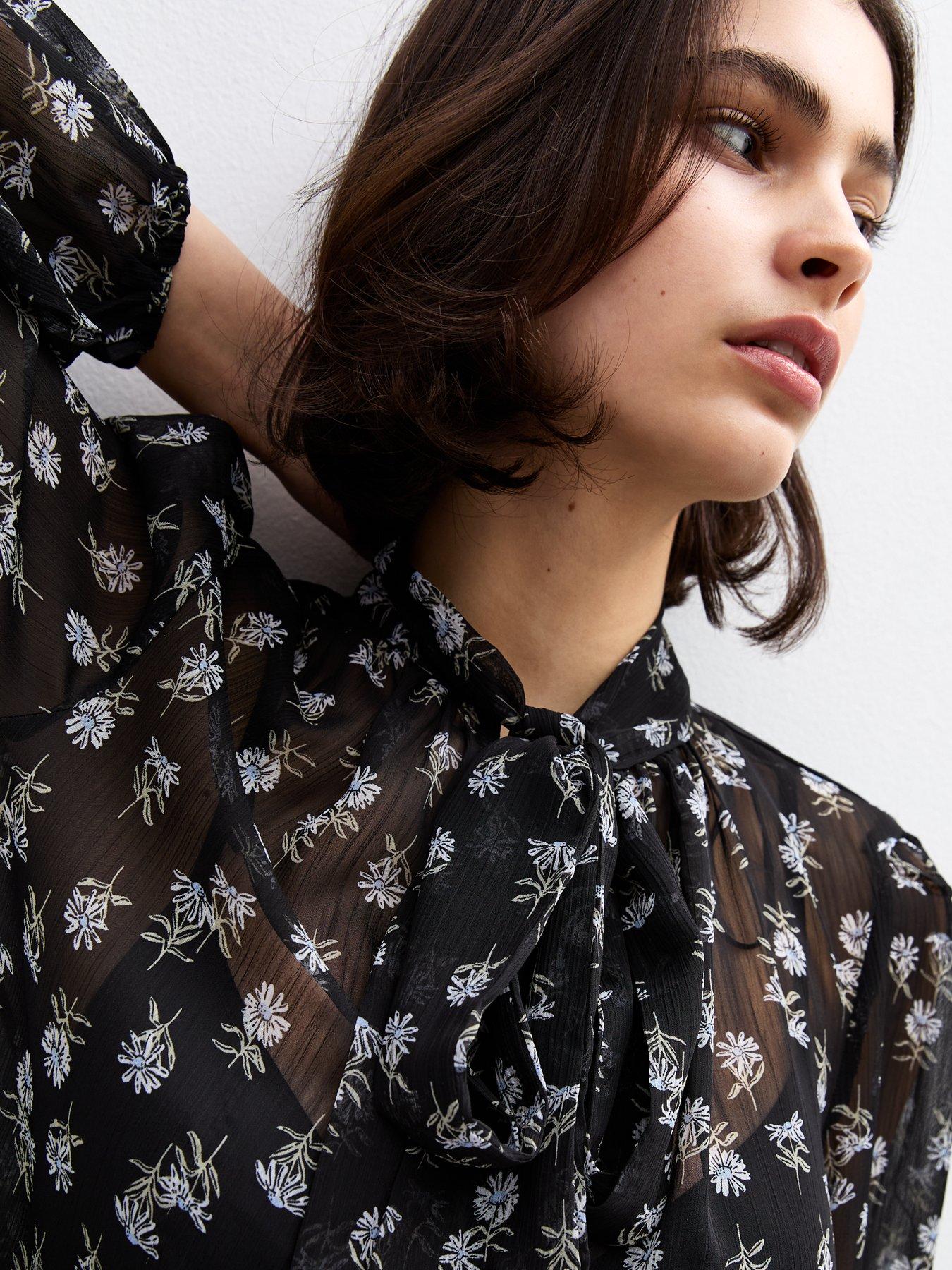 new-look-floral-print-sheer-pussybow-blouse-blackoutfit