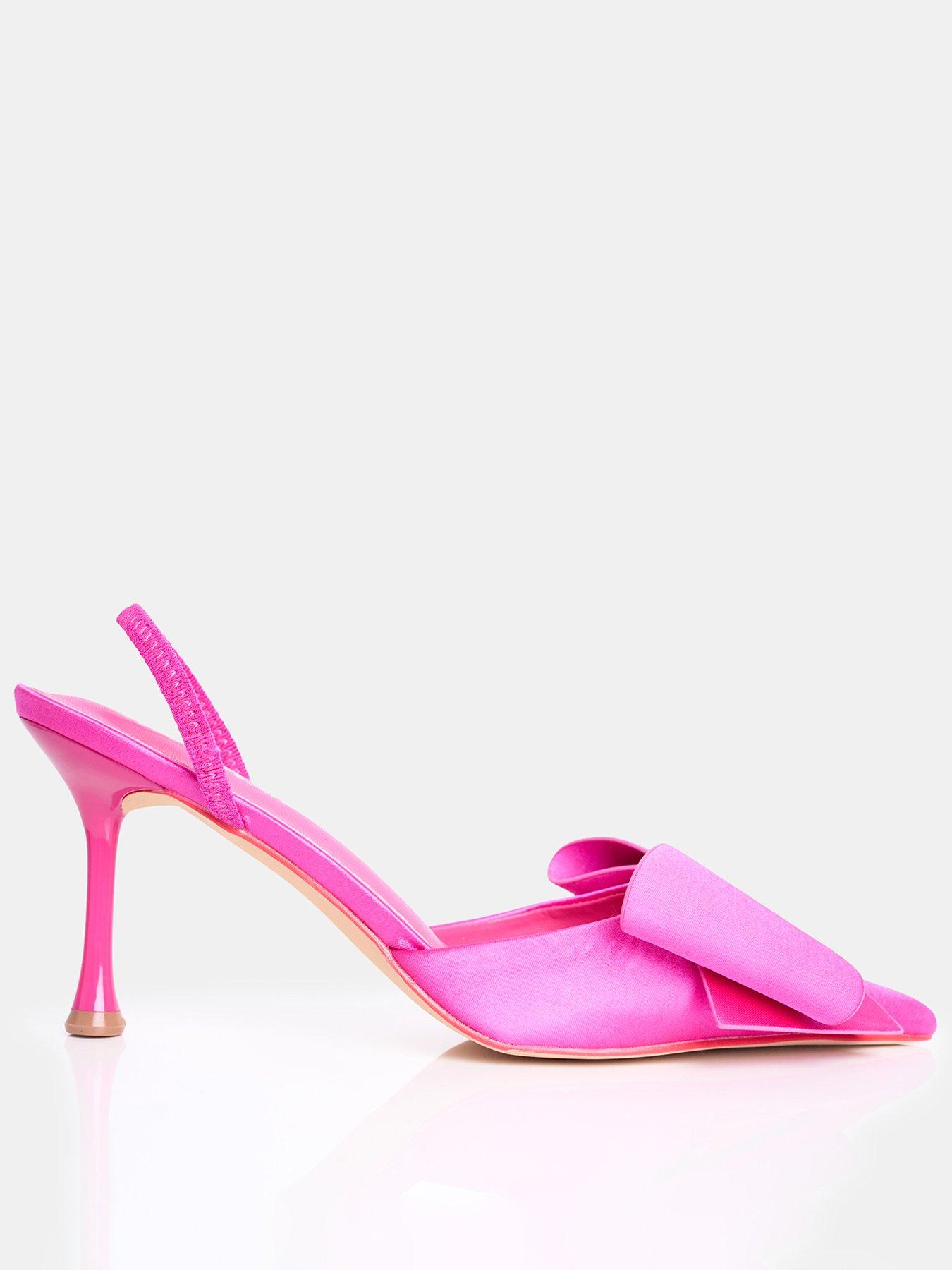 Image of Public Desire Loren Bow Mid Heel - Hot Pink Satin