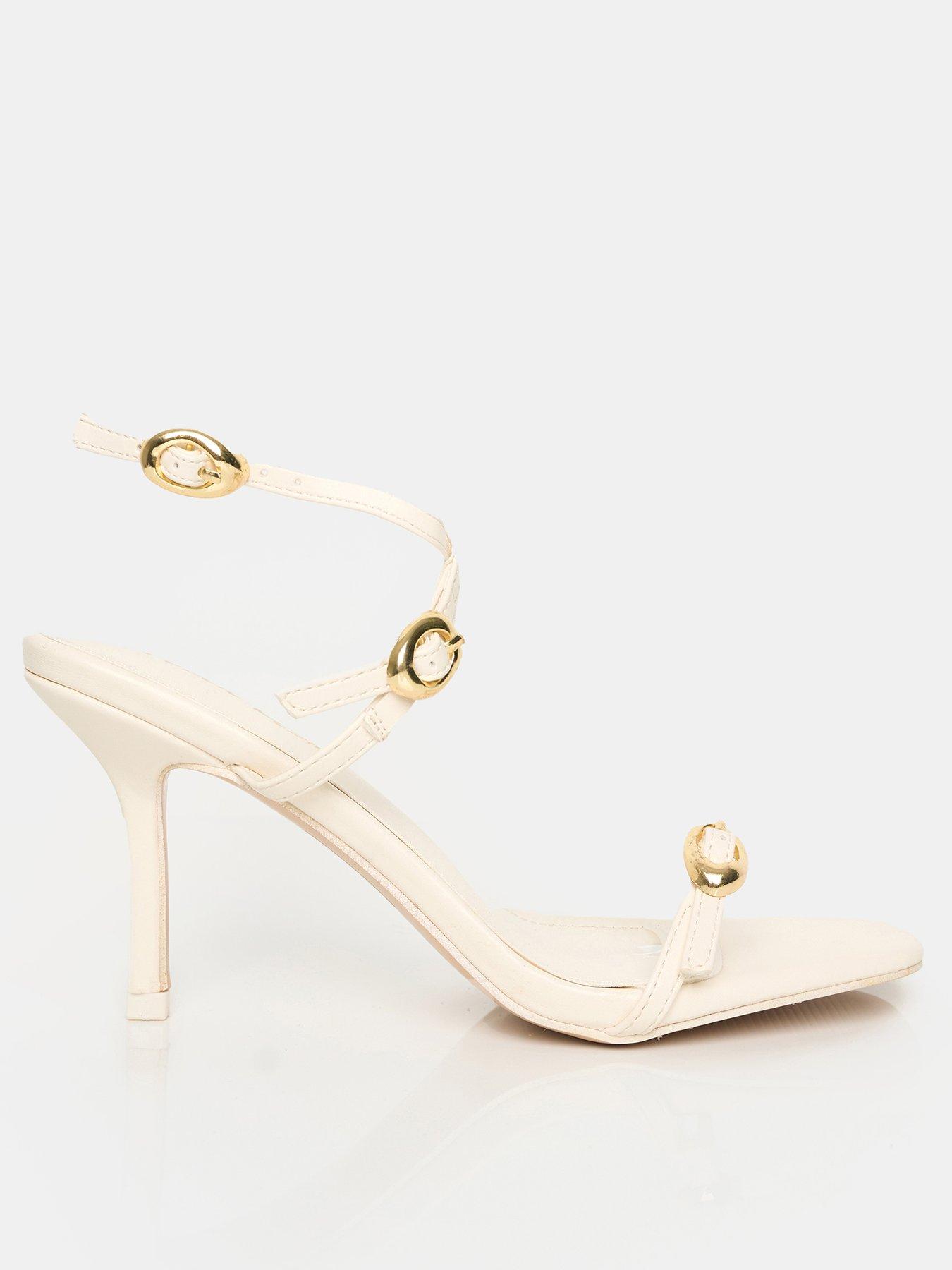 Public Desire Grand Buckle Detail Heeled Sandal - Cream