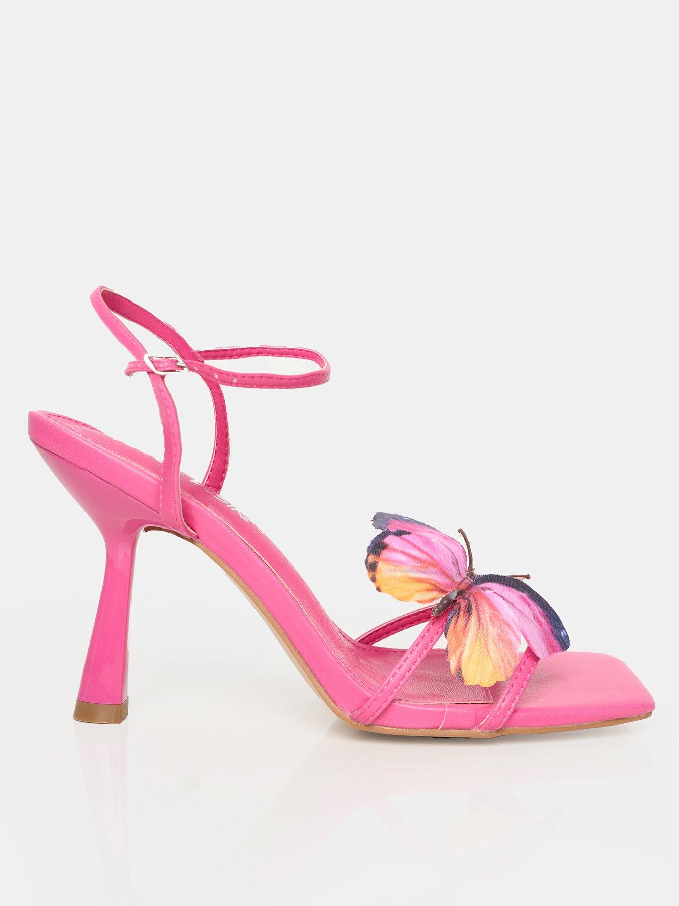 Public Desire Colossus Butterfly Detail Heeled Sandals - Pink