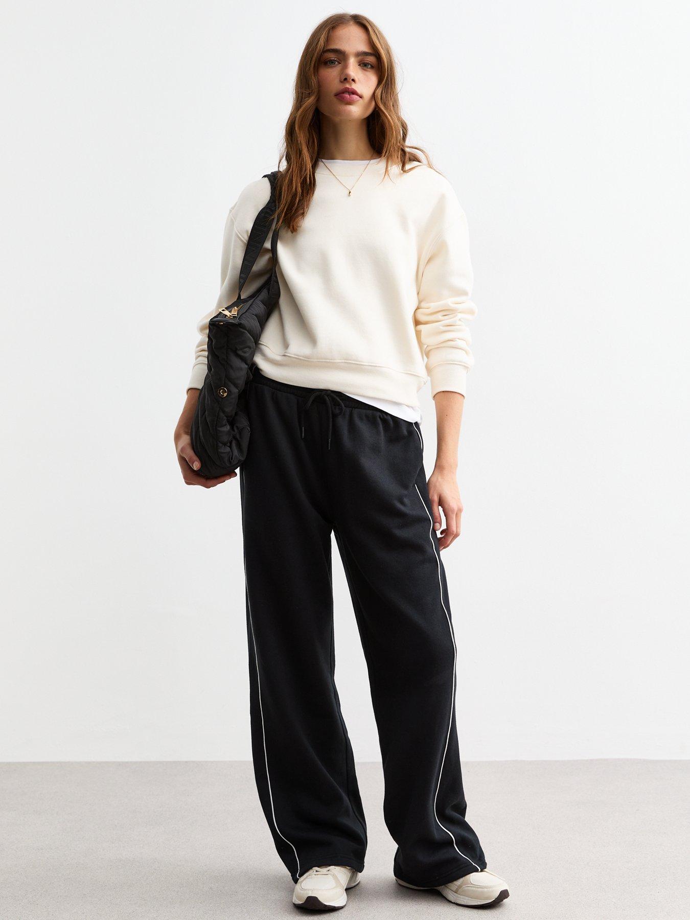 new-look-side-stripe-wide-leg-joggers-black