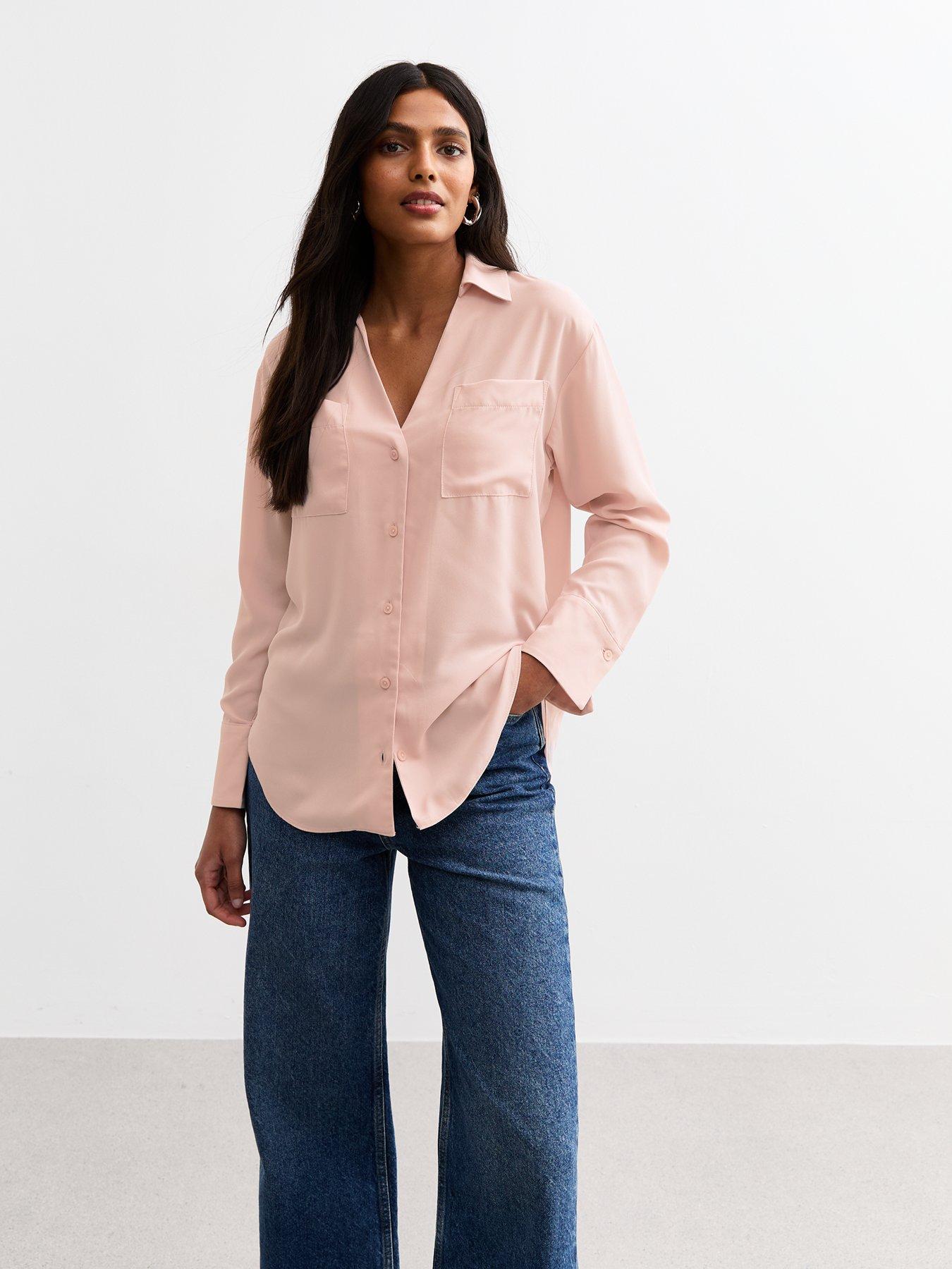 new-look-pink-v-neck-curved-hem-shirt