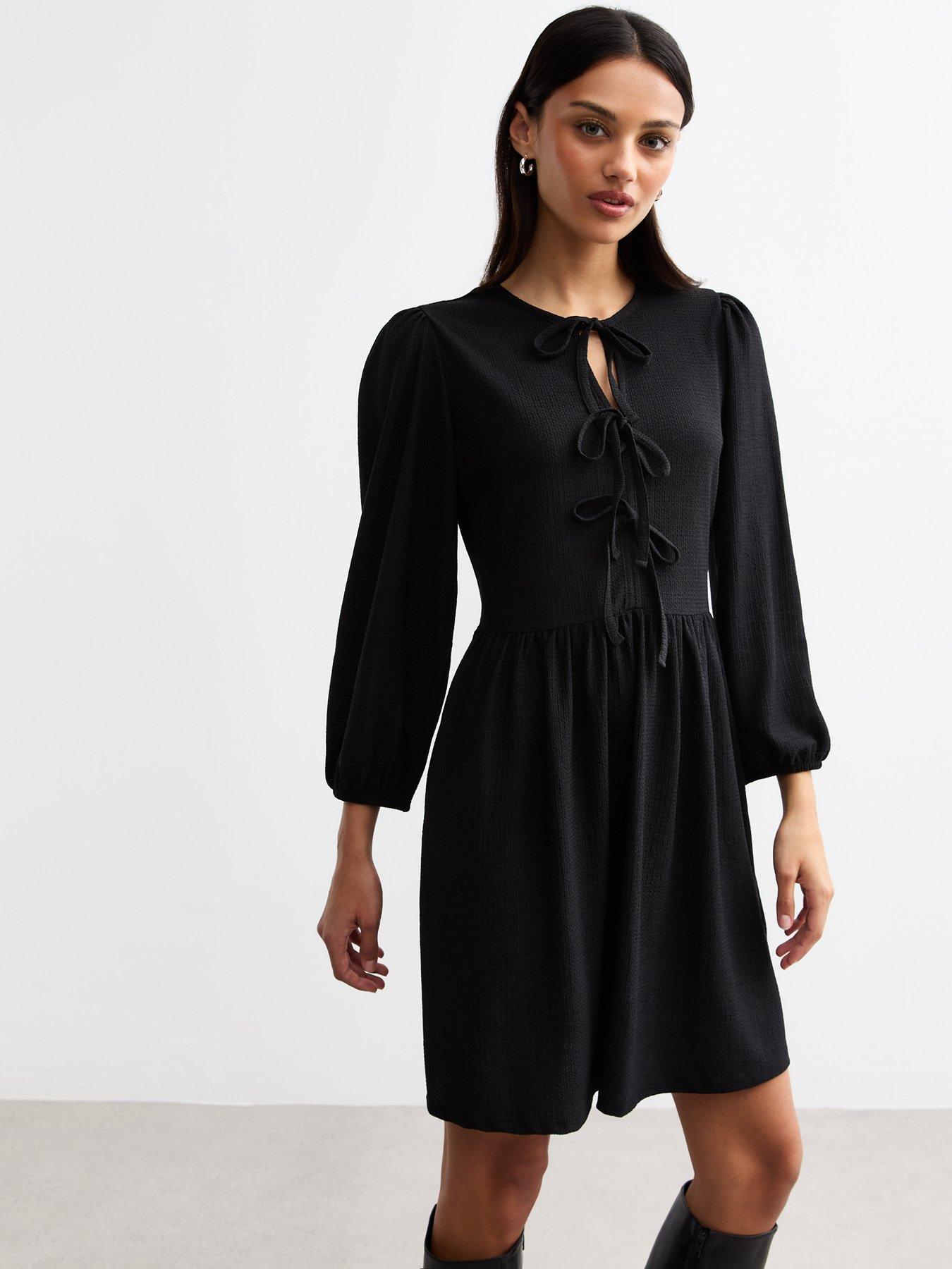 new-look-tie-front-textured-jersey-mini-dress-blackback