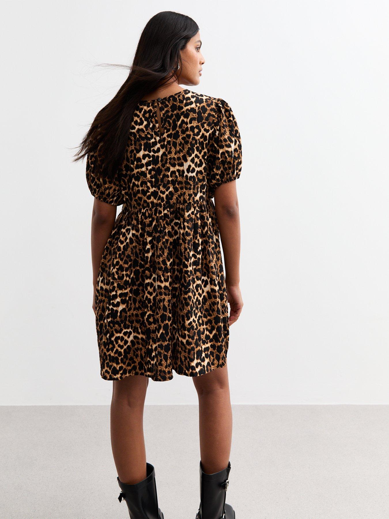 new-look-brown-leopard-print-bow-detail-mini-dressstillFront