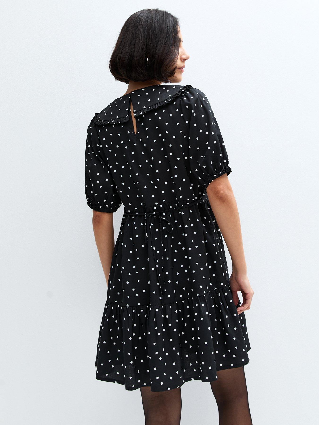 new-look-polka-dot-mini-dress-blackstillFront