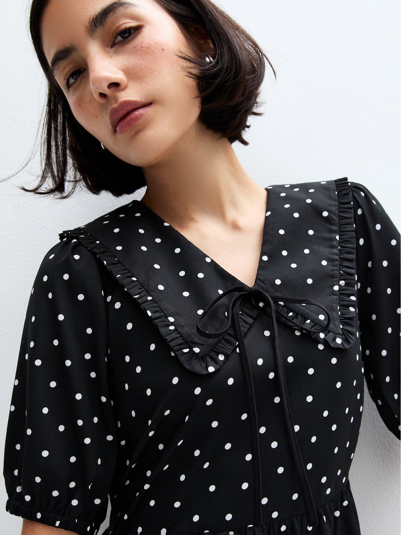 new-look-polka-dot-mini-dress-blackoutfit