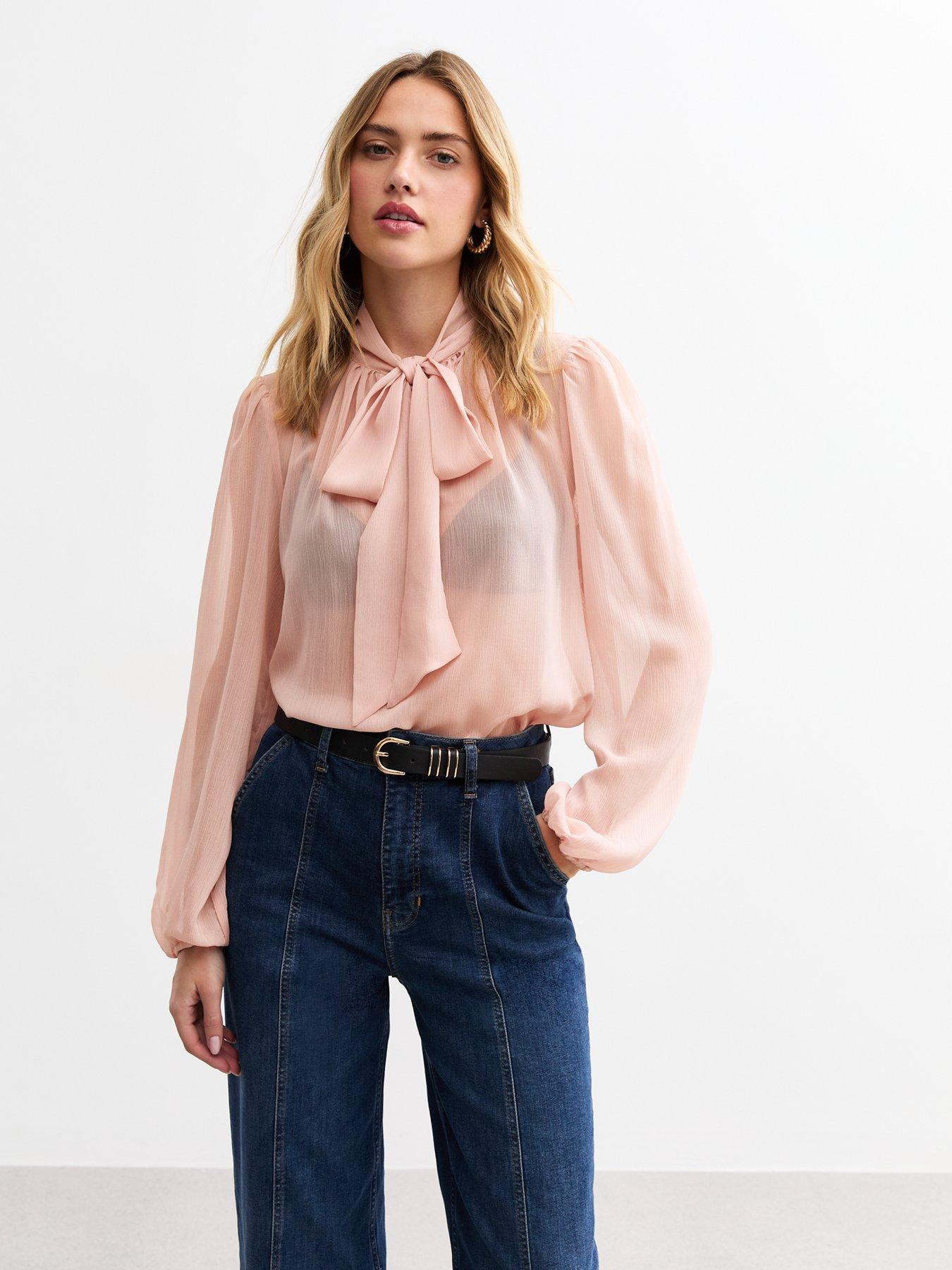 new-look-crinkled-chiffon-pussybow-blouse-pink