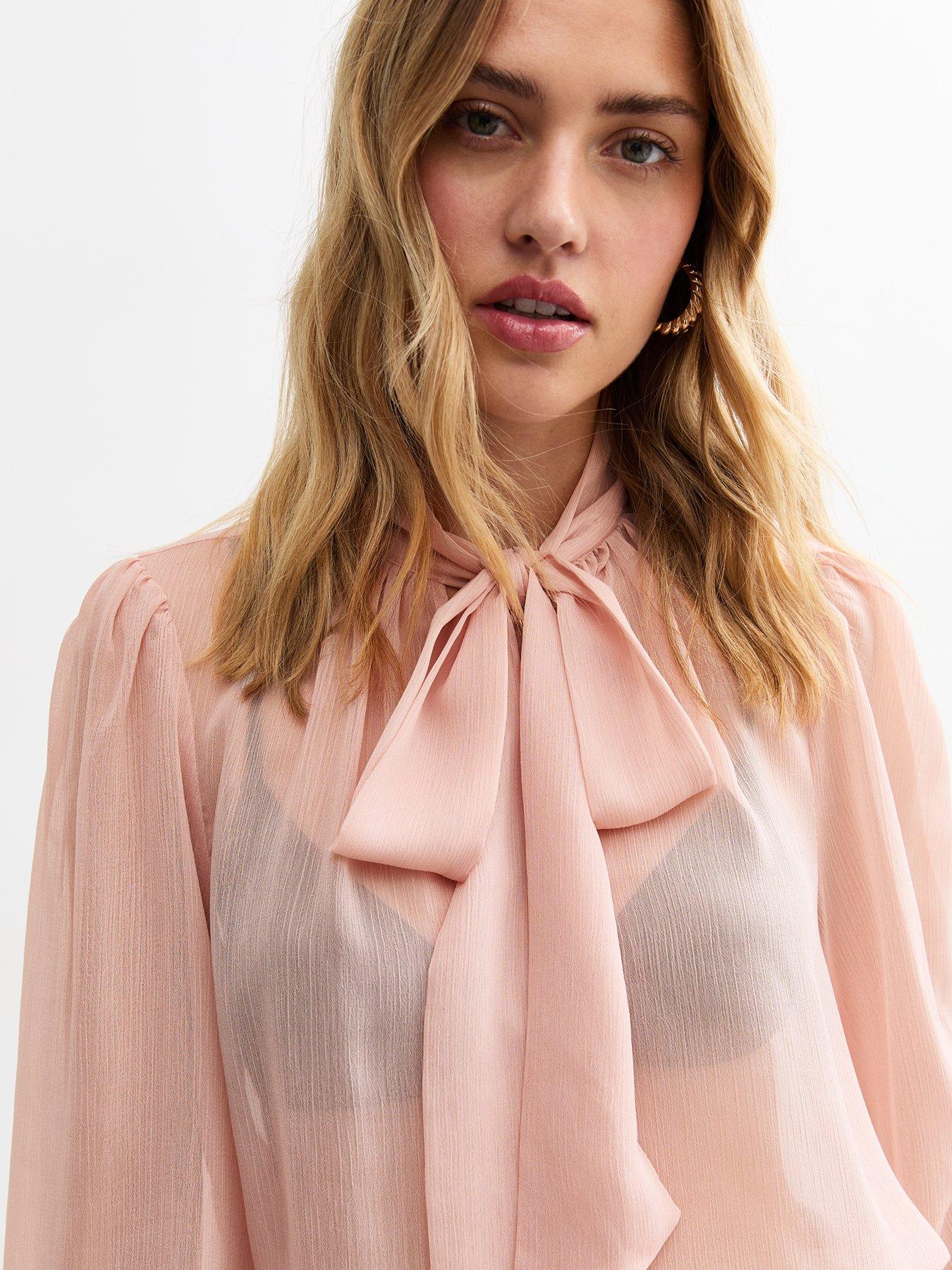 new-look-crinkled-chiffon-pussybow-blouse-pinkoutfit