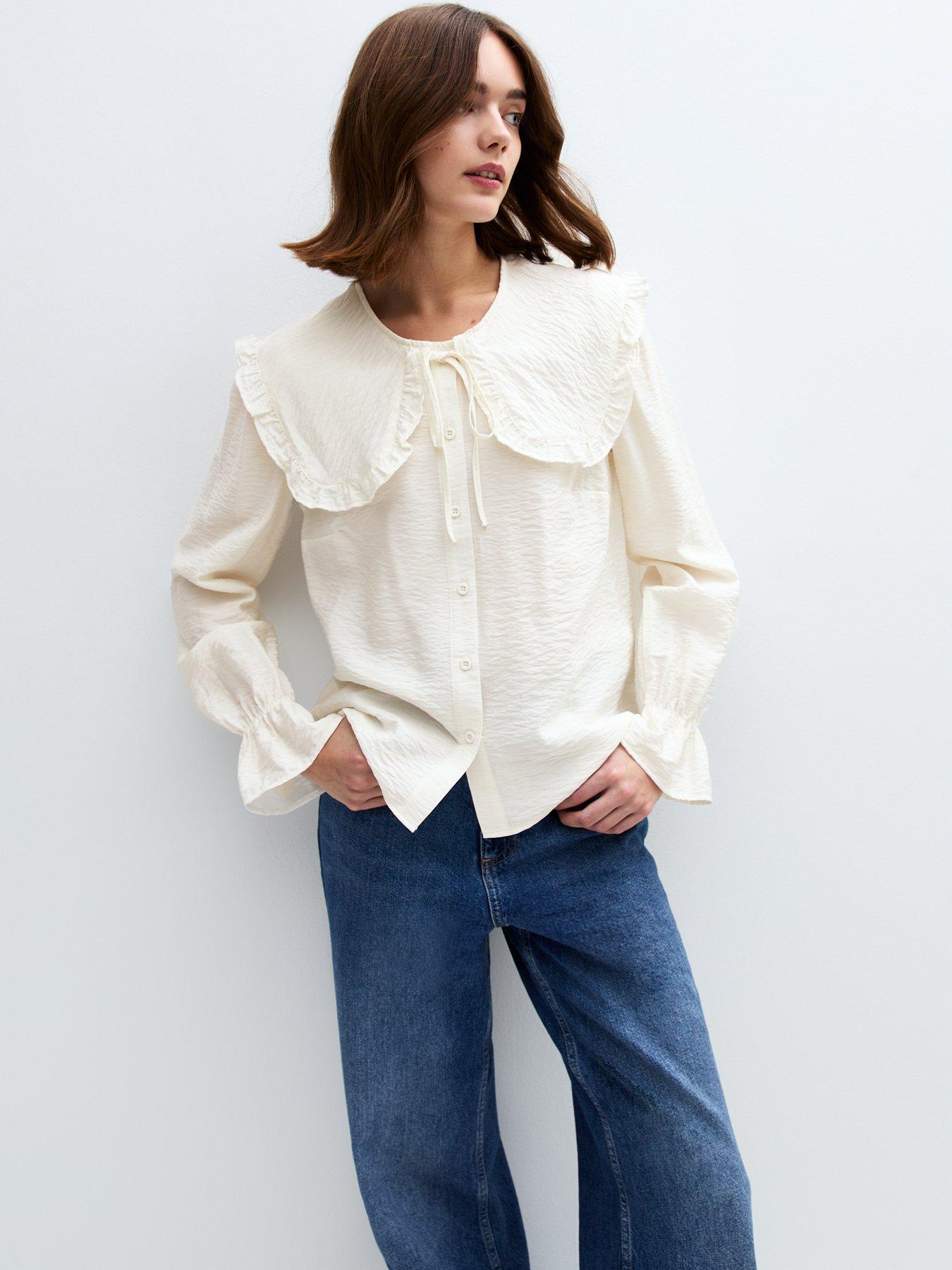 new-look-frill-collar-long-sleeve-shirt-creamfront