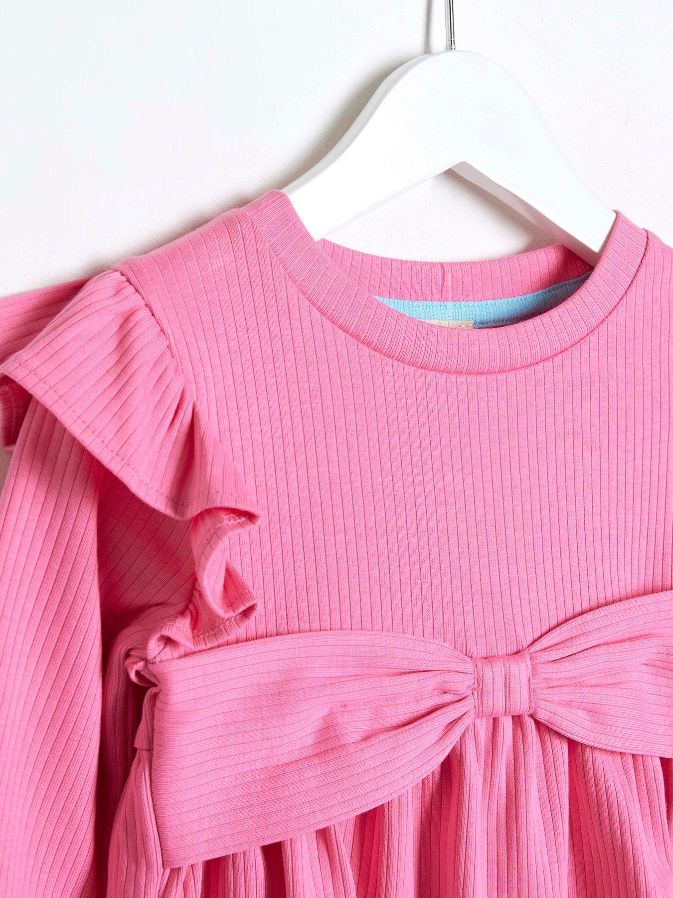 Image 5 of 5 of River Island Mini Mini Girls Peplum Bow Top Set - Pink