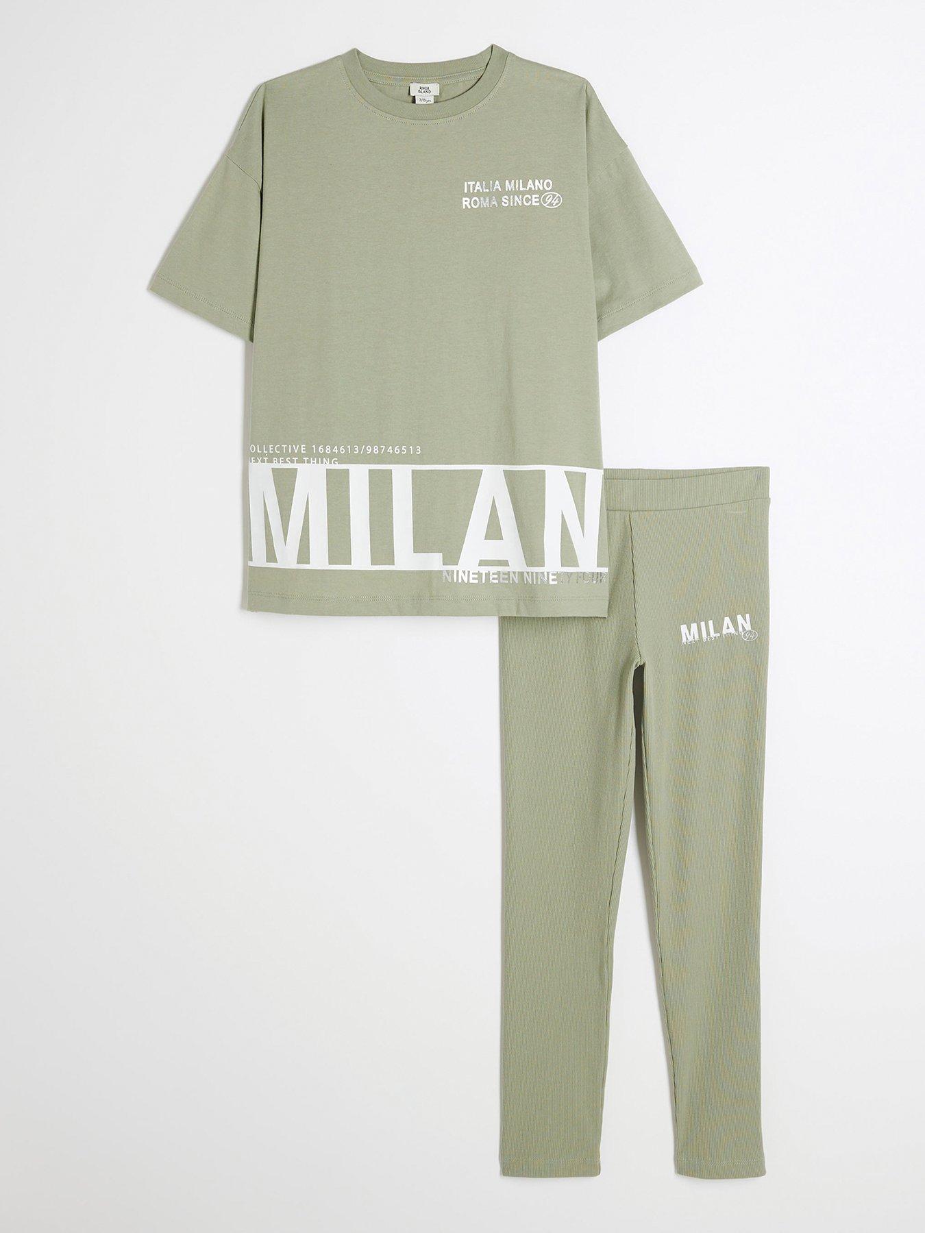 Image of River Island Girls Milan Leggings Set - Khaki