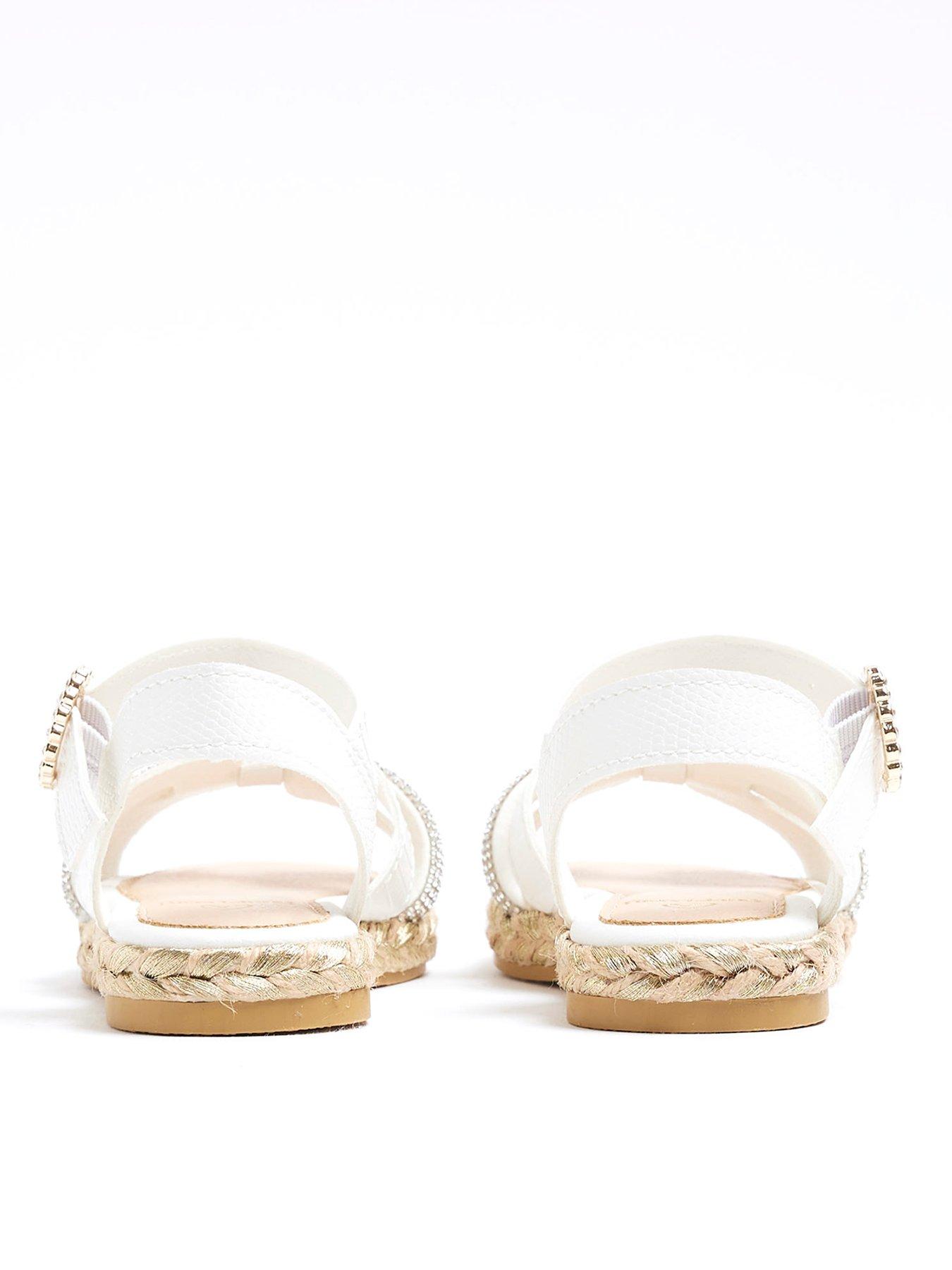 Image 2 of 4 of River Island Mini Mini Girl Faux Leather Sandals - White
