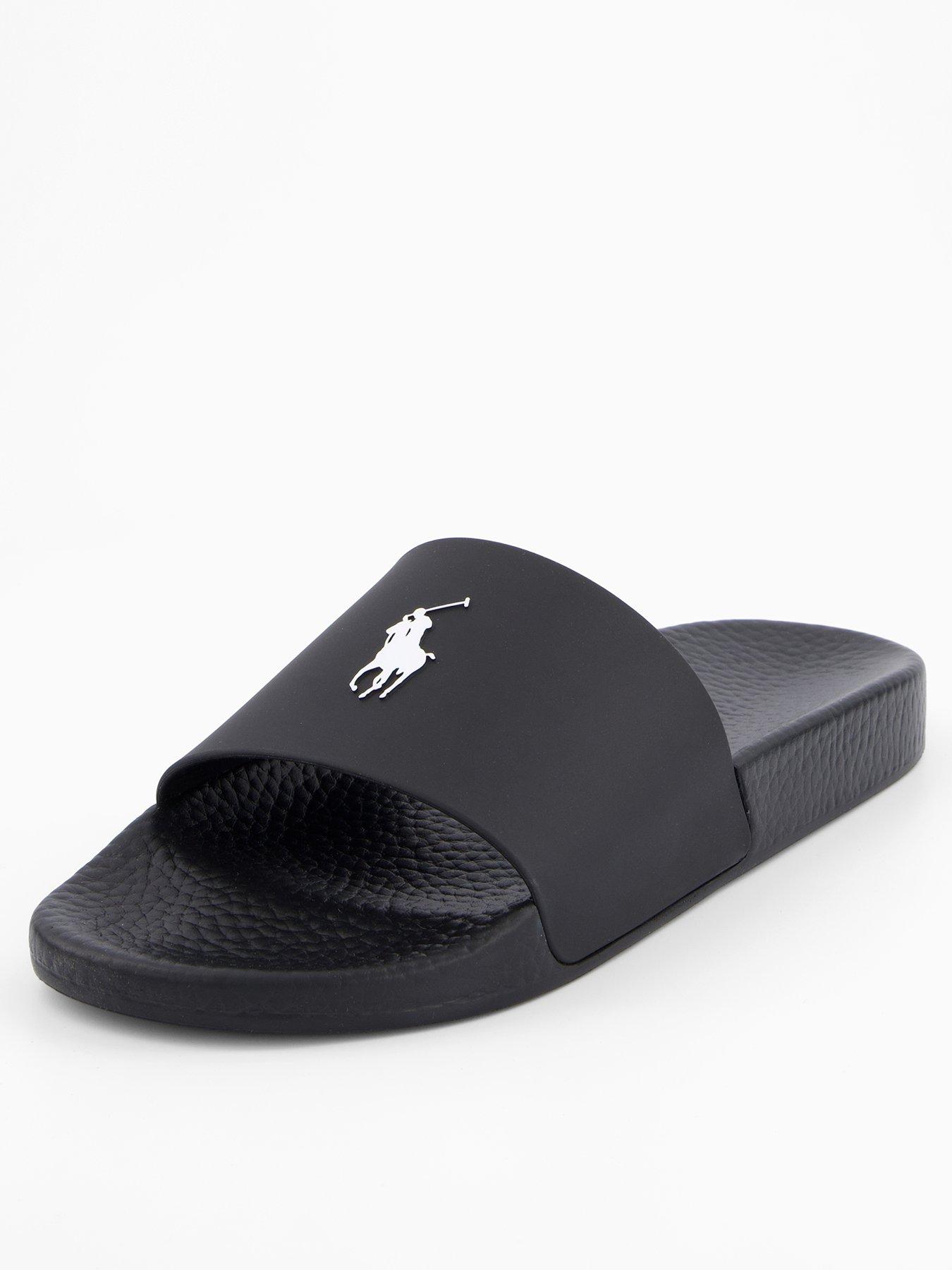Image of Polo Ralph Lauren Pool Sliders - Black/White