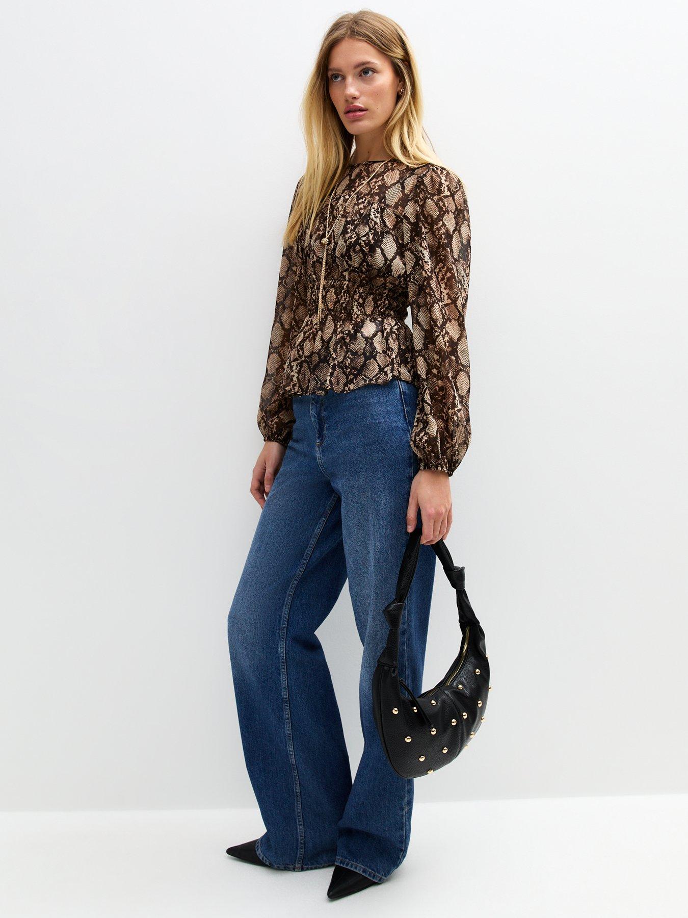 new-look-brown-snake-print-chiffon-semi-sheer-blouseback