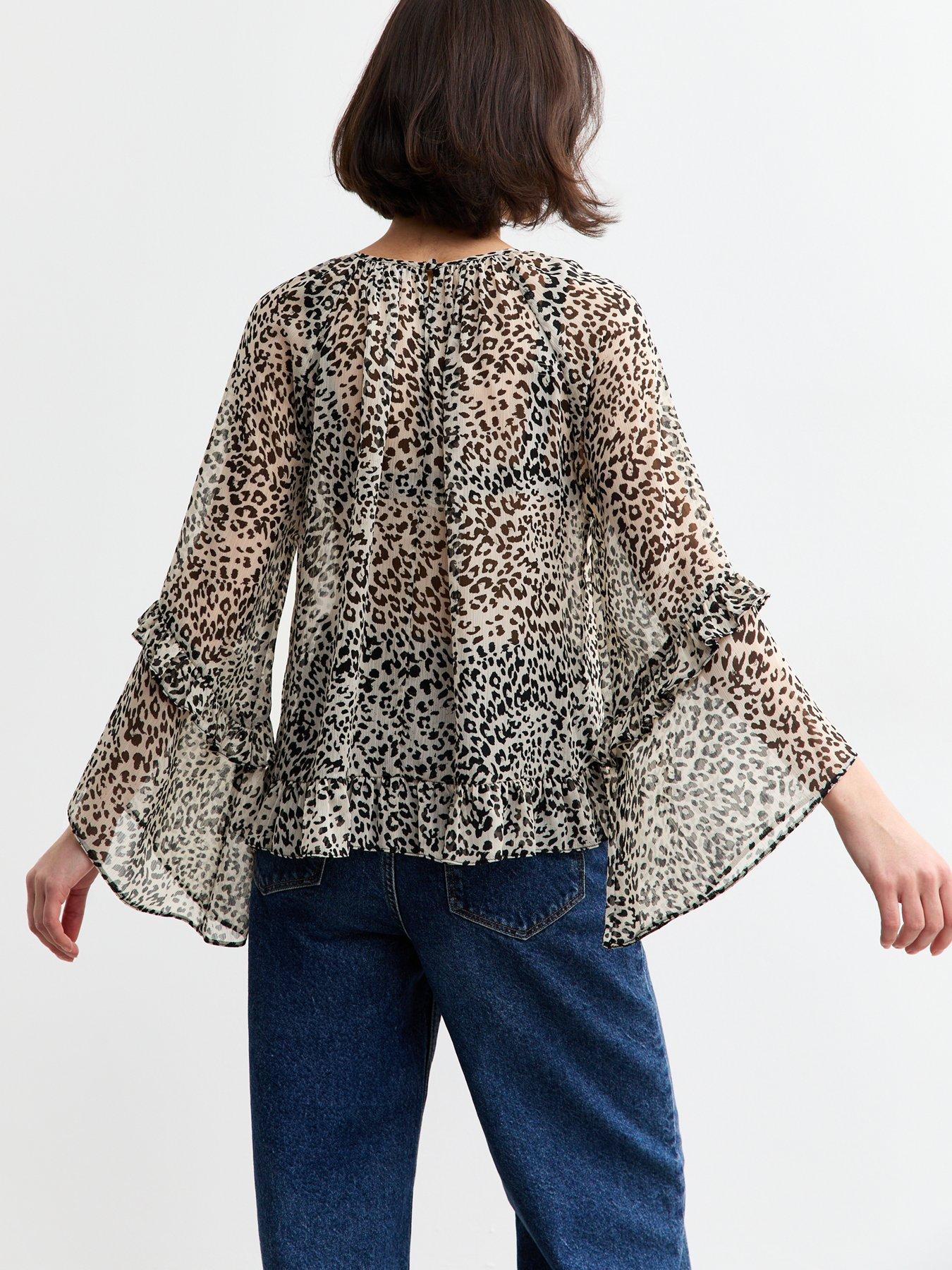 new-look-leopard-print-frilly-trim-chiffon-blouse-blackstillFront