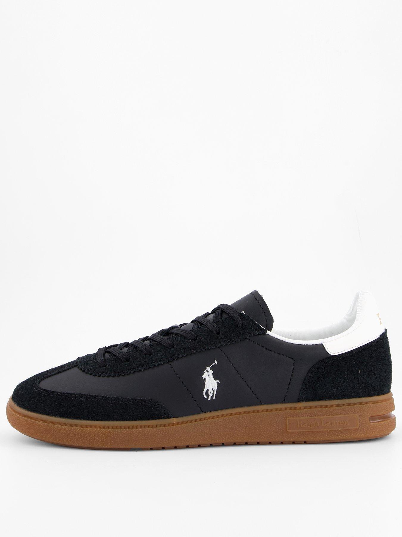 Polo Ralph Lauren Heritage Court 110 Leather And Suede Trainers - Black/White