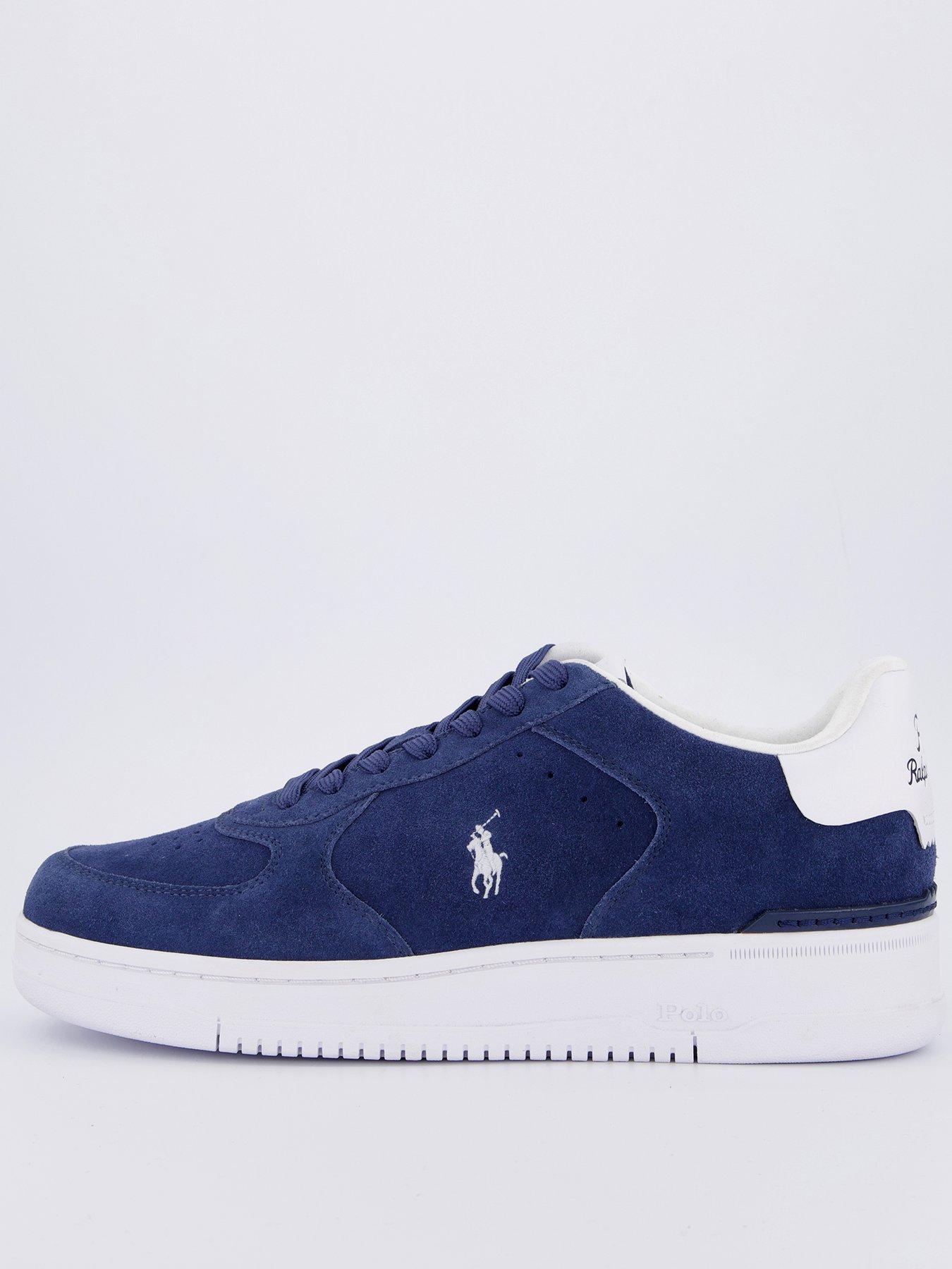 Polo Ralph Lauren Master Court Suede And Leather Trainers - Navy/White
