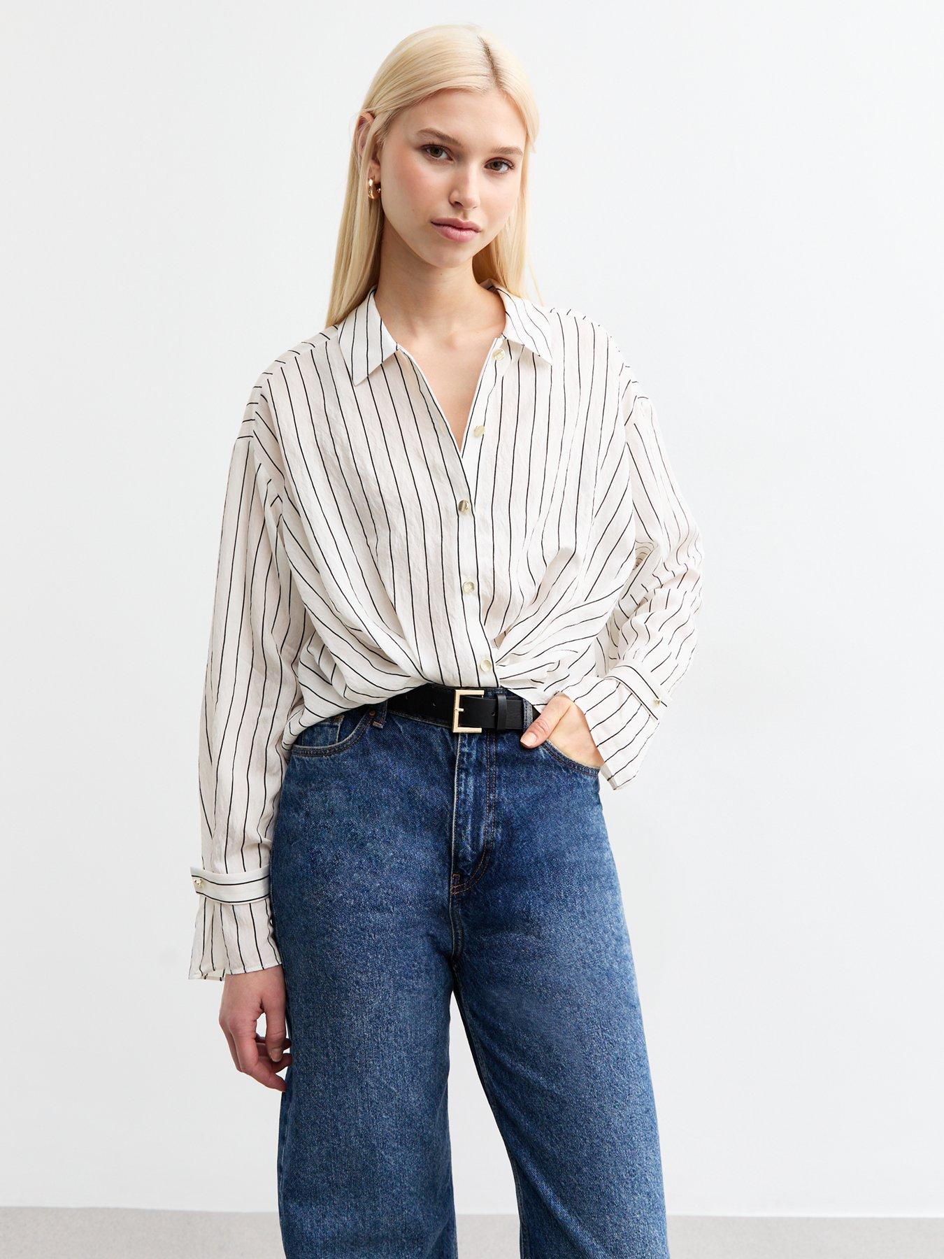 new-look-white-striped-twisted-front-shirt