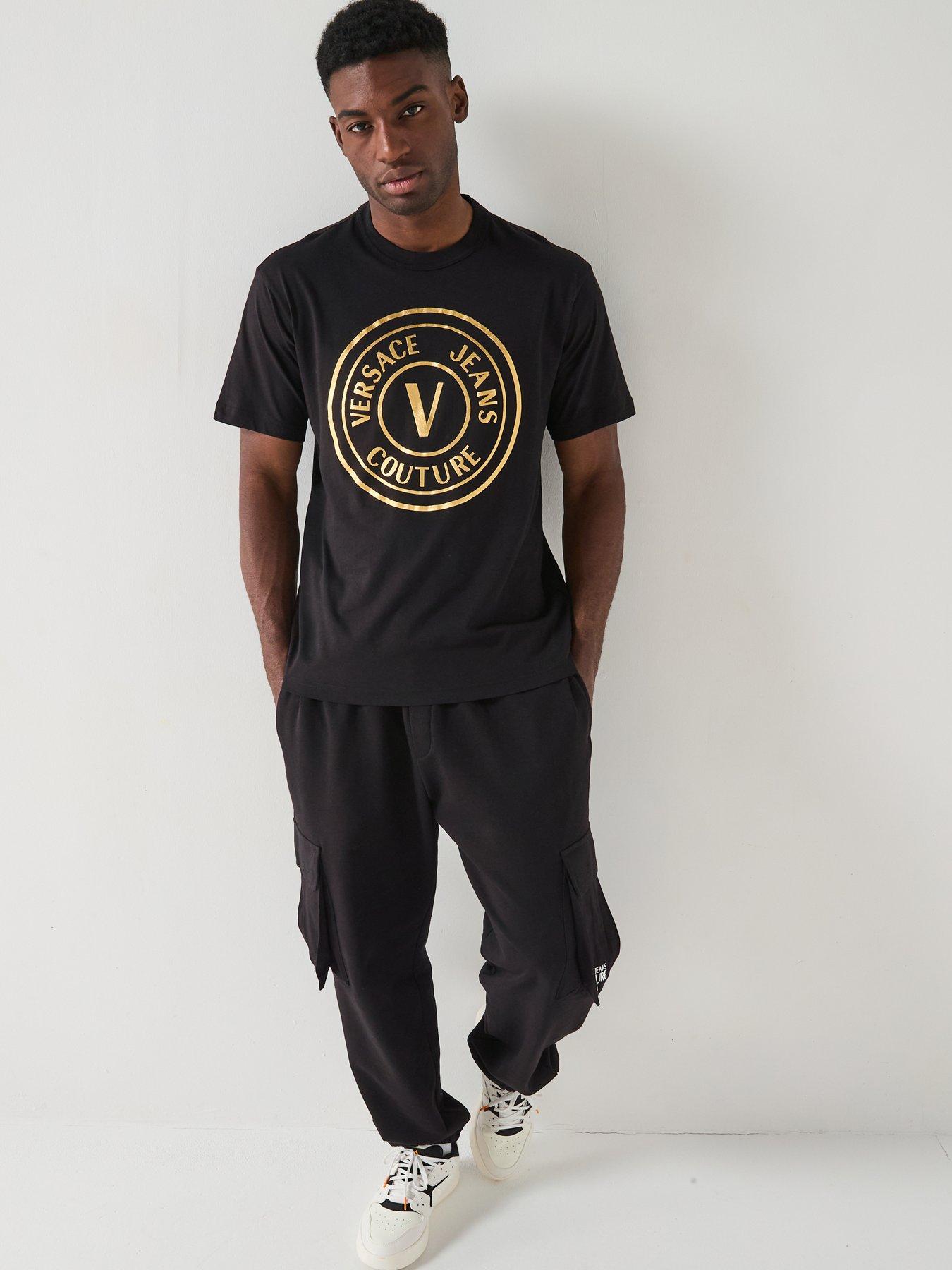 Image 3 of 4 of Versace Jeans Couture Foil Print T-Shirt - Black