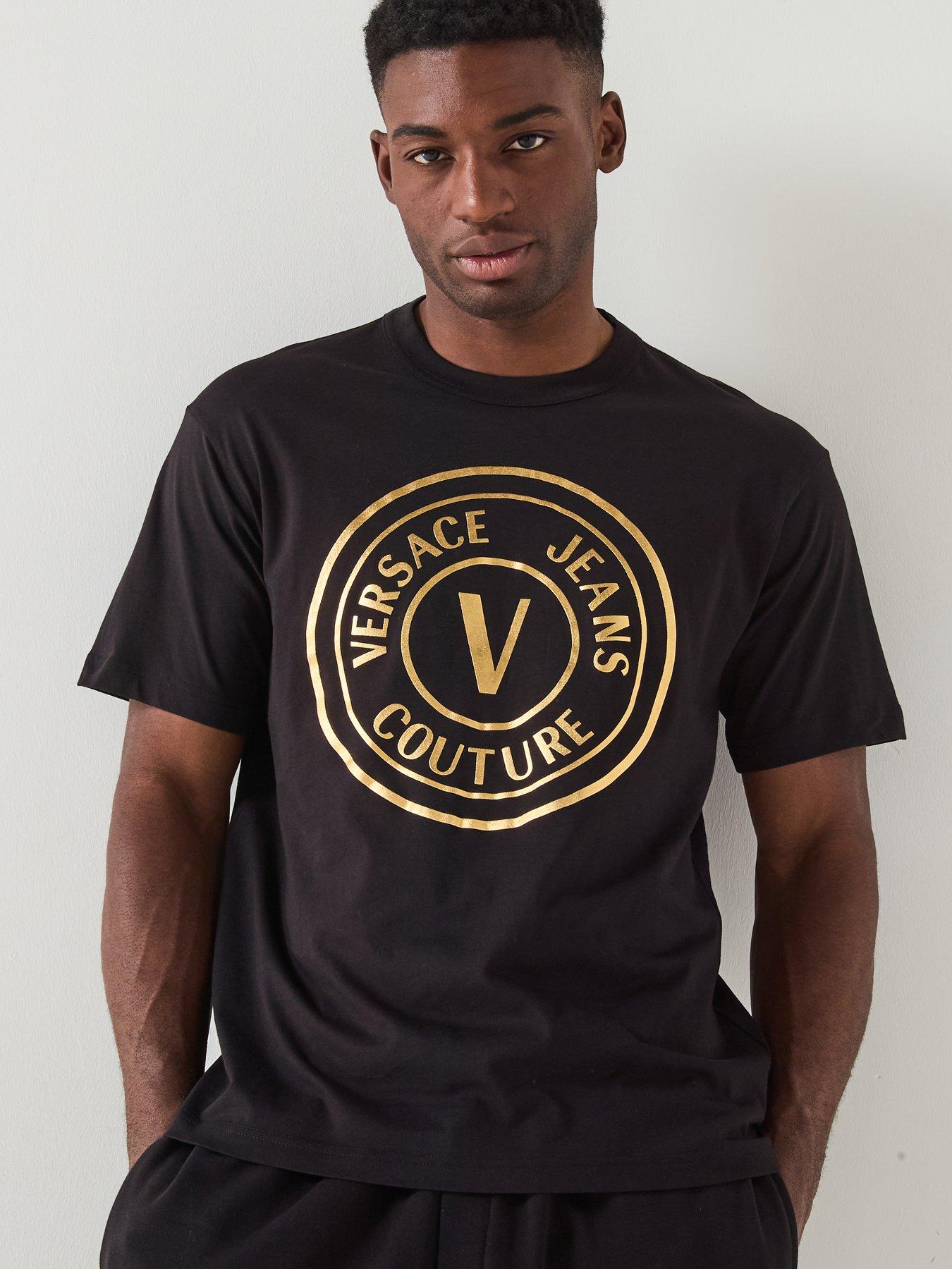 Image 4 of 4 of Versace Jeans Couture Foil Print T-Shirt - Black