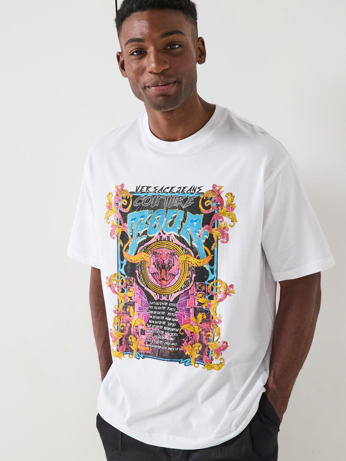 Image 1 of 5 of Versace Jeans Couture Graphic Print T-Shirt - White