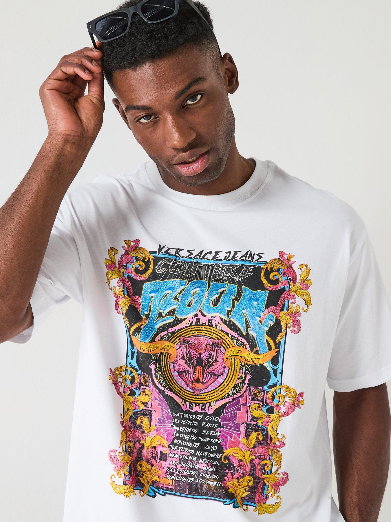Image 4 of 5 of Versace Jeans Couture Graphic Print T-Shirt - White