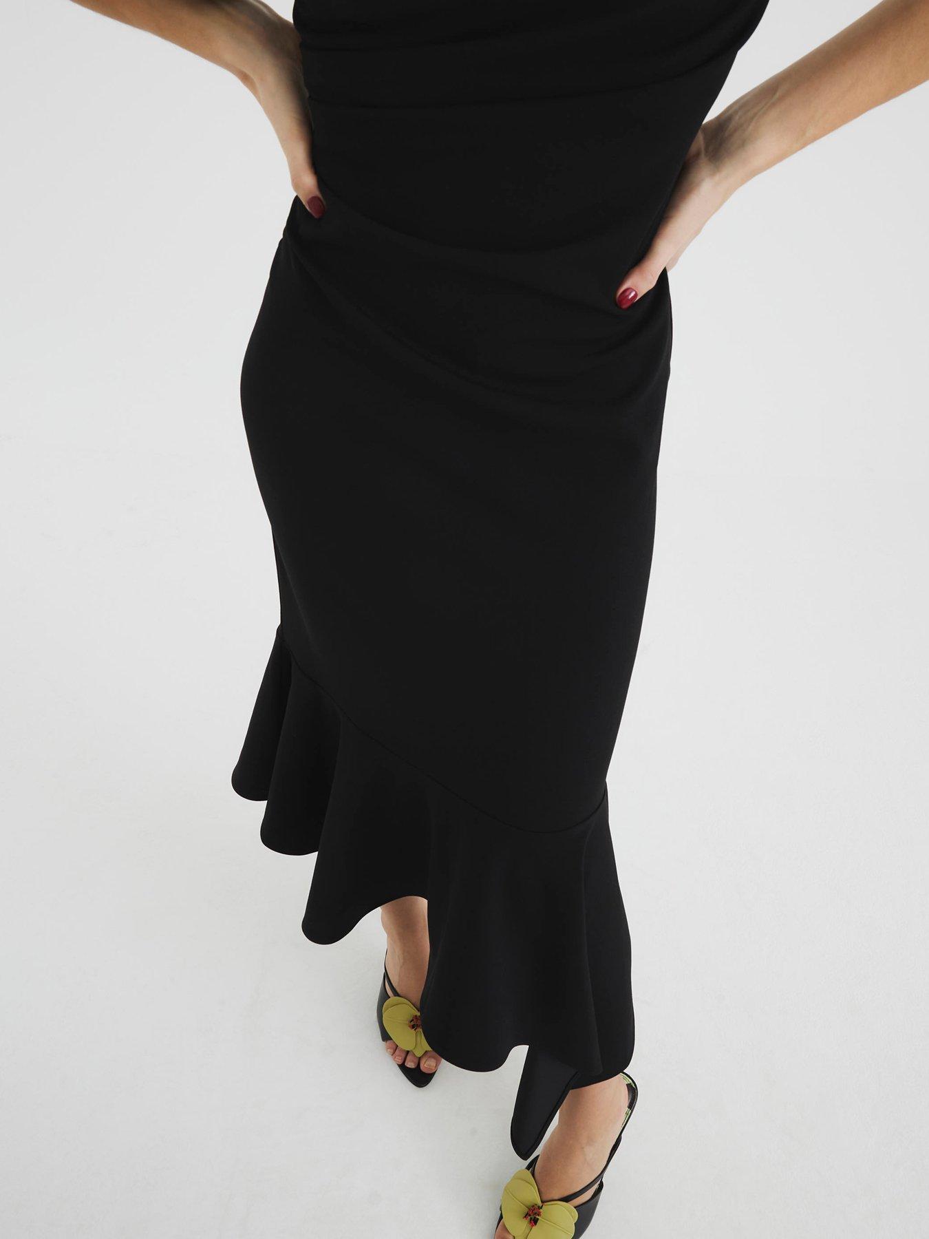 Image 4 of 6 of River Island Drape Asymmetric Dress - Black