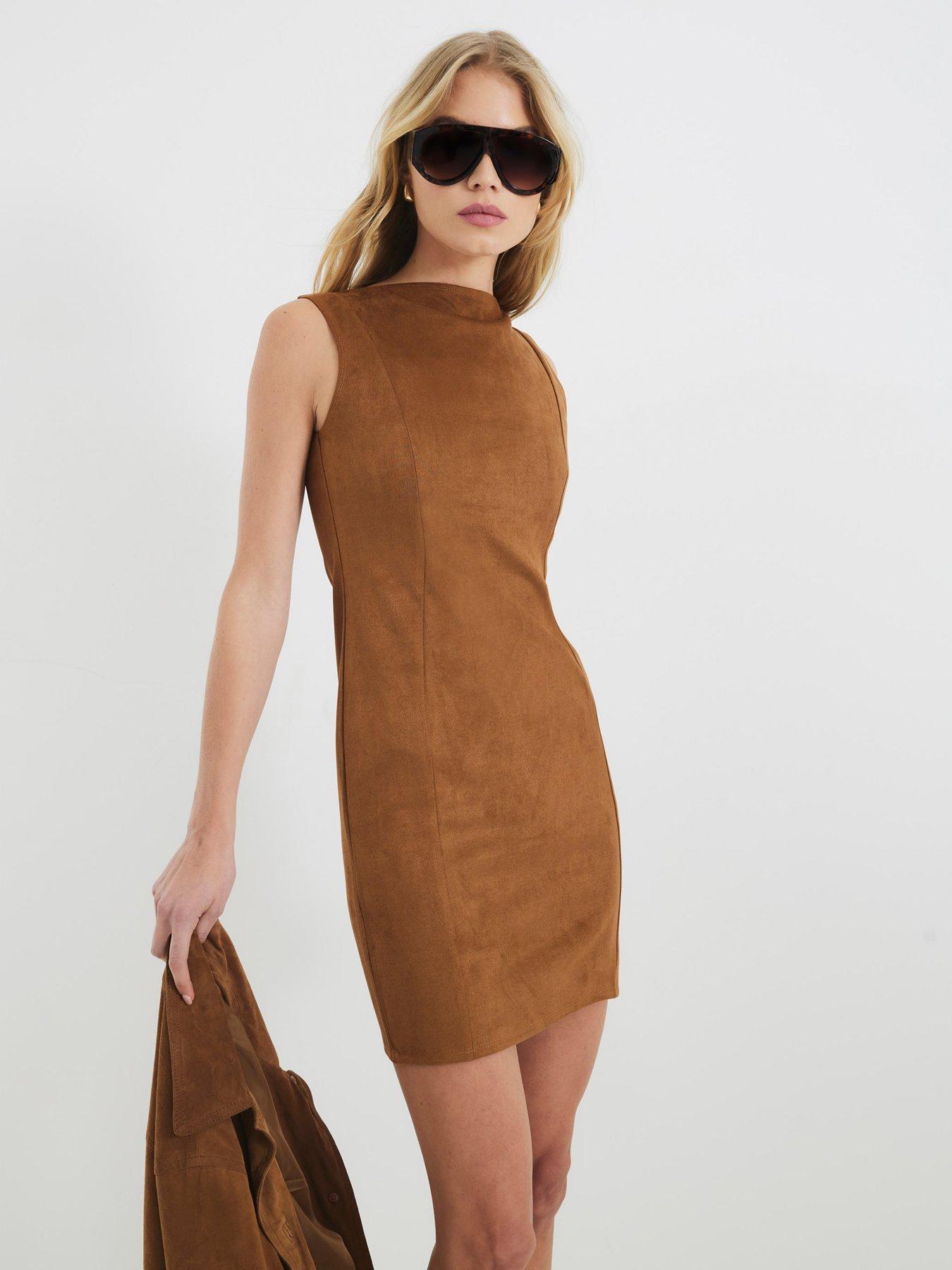 river-island-suede-mini-dress-brownfront