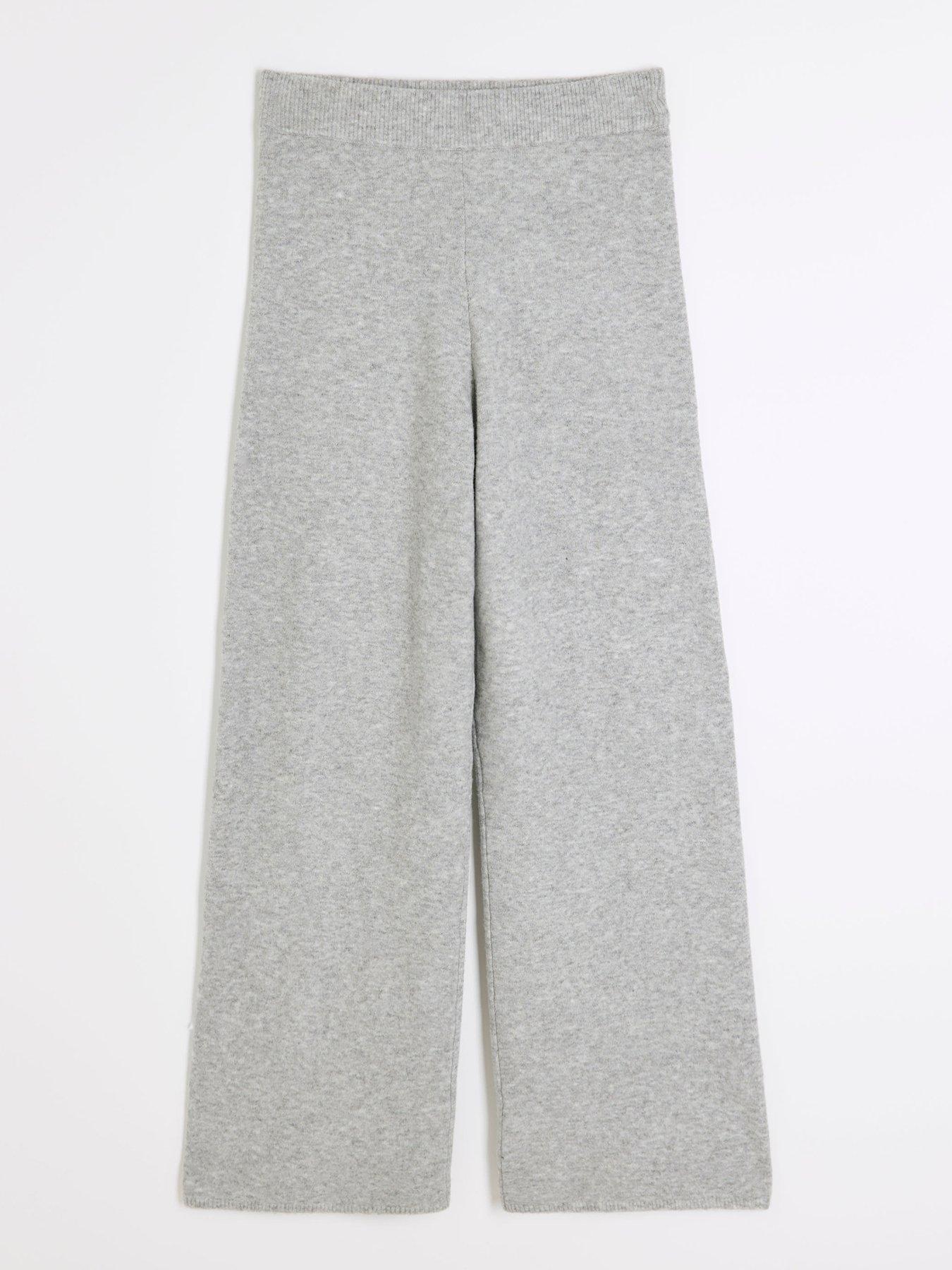 Image 5 of 6 of River Island Knit Wide Leg Trouser - Grey