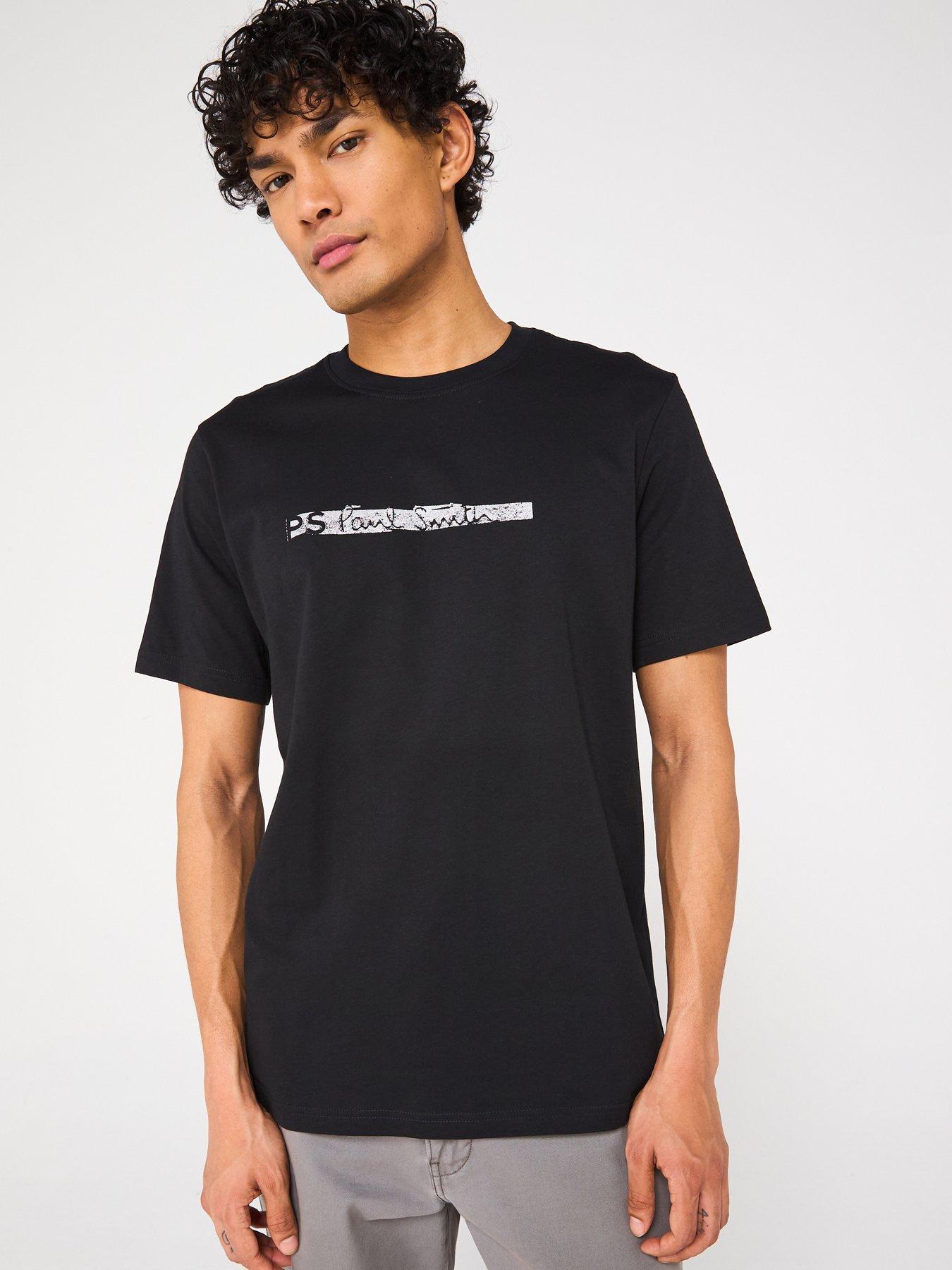 PS PAUL SMITH Regular Fit Short Sleeve Metallic Brush Stroke T-Shirt - Black