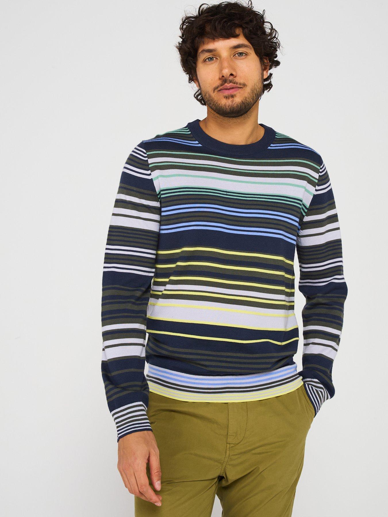 Image 1 of 5 of PS PAUL SMITH Striped Merino Wool Sweater - Blue