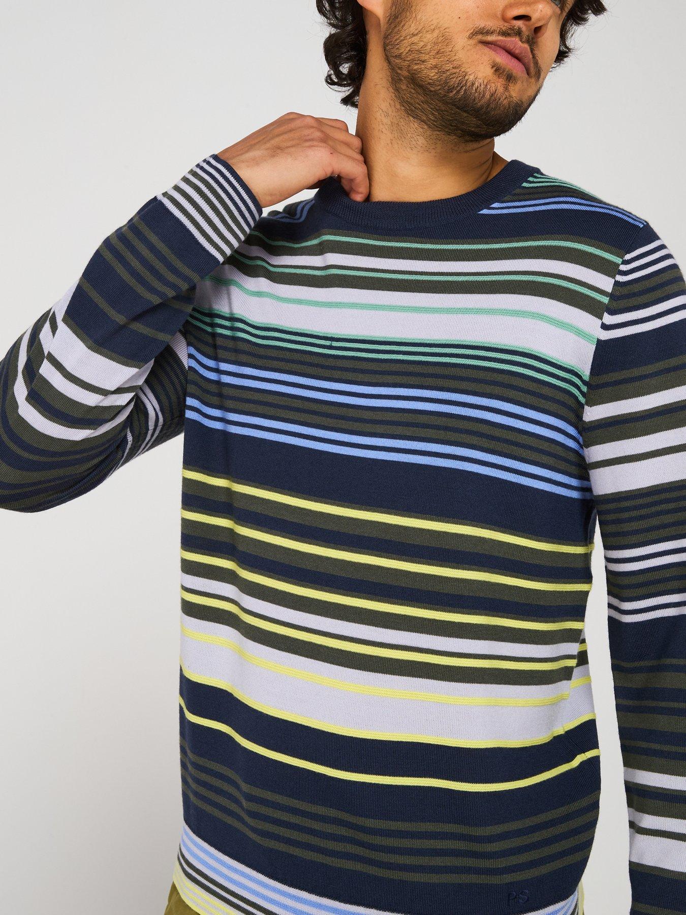 Image 4 of 5 of PS PAUL SMITH Striped Merino Wool Sweater - Blue