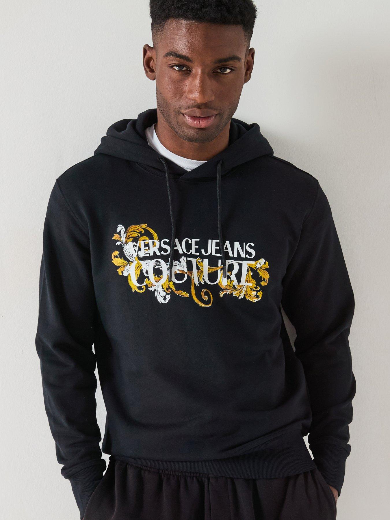 Image 1 of 6 of Versace Jeans Couture Baroque Logo Hoodie - Black