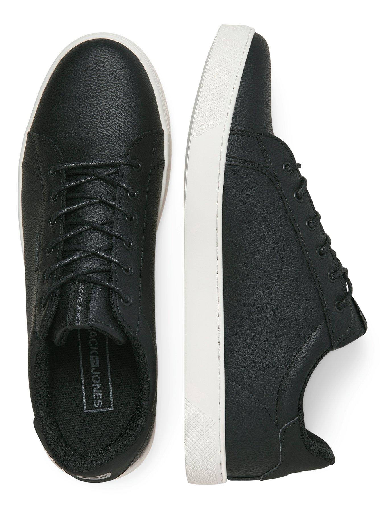 Image 4 of 6 of Jack & Jones &amp;Amp; Faux Leather Lace Up Trainers - Black