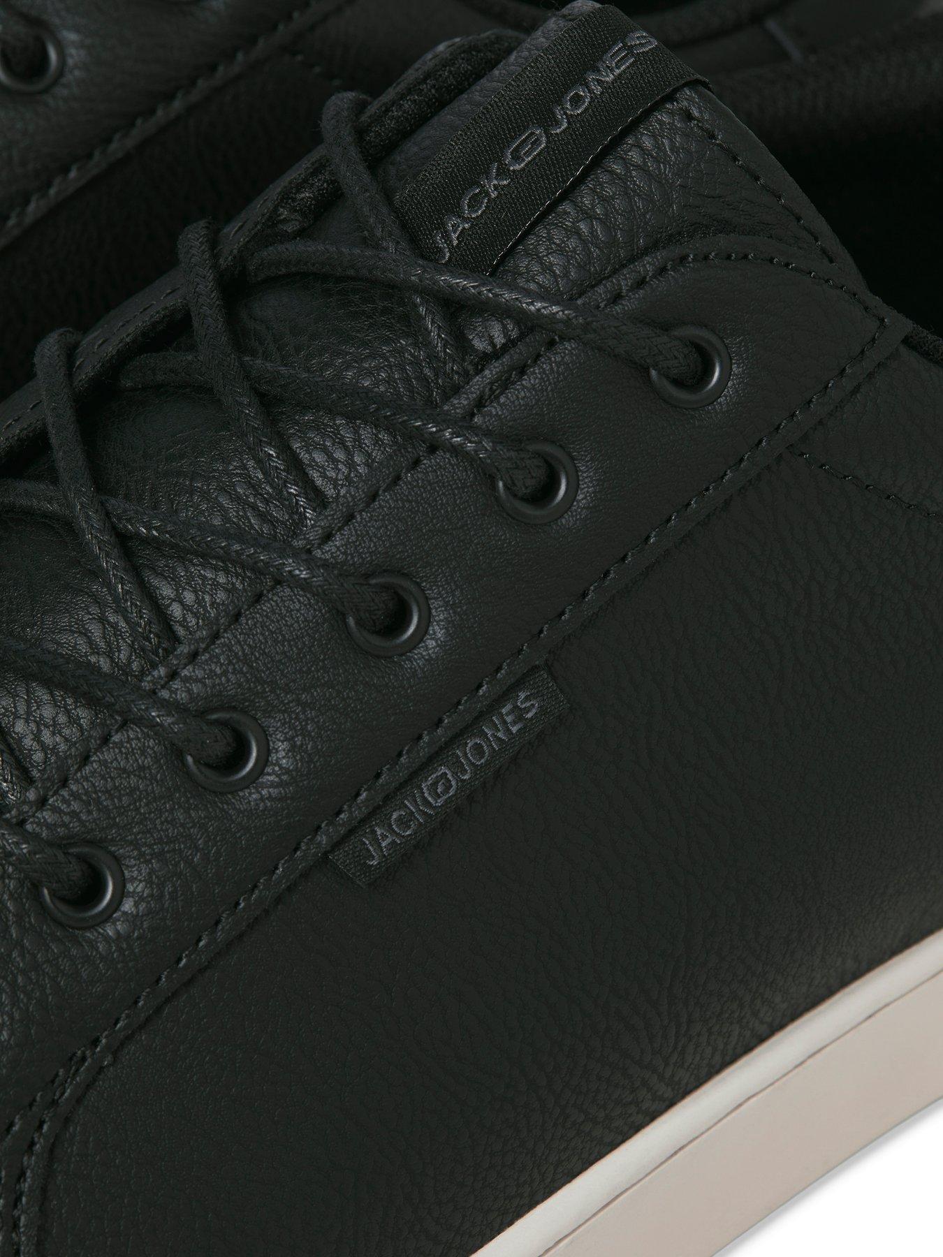 Image 6 of 6 of Jack & Jones &amp;Amp; Faux Leather Lace Up Trainers - Black