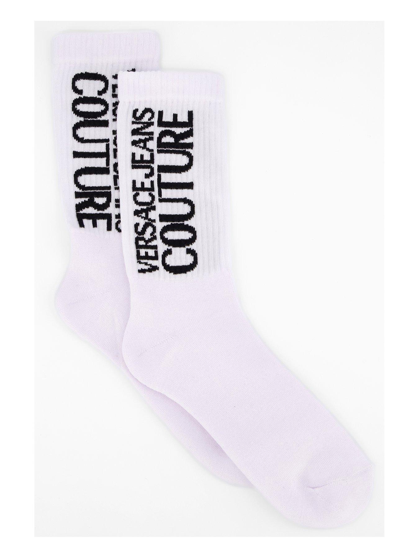 Versace Jeans Couture Logo Crew Socks - White/Black