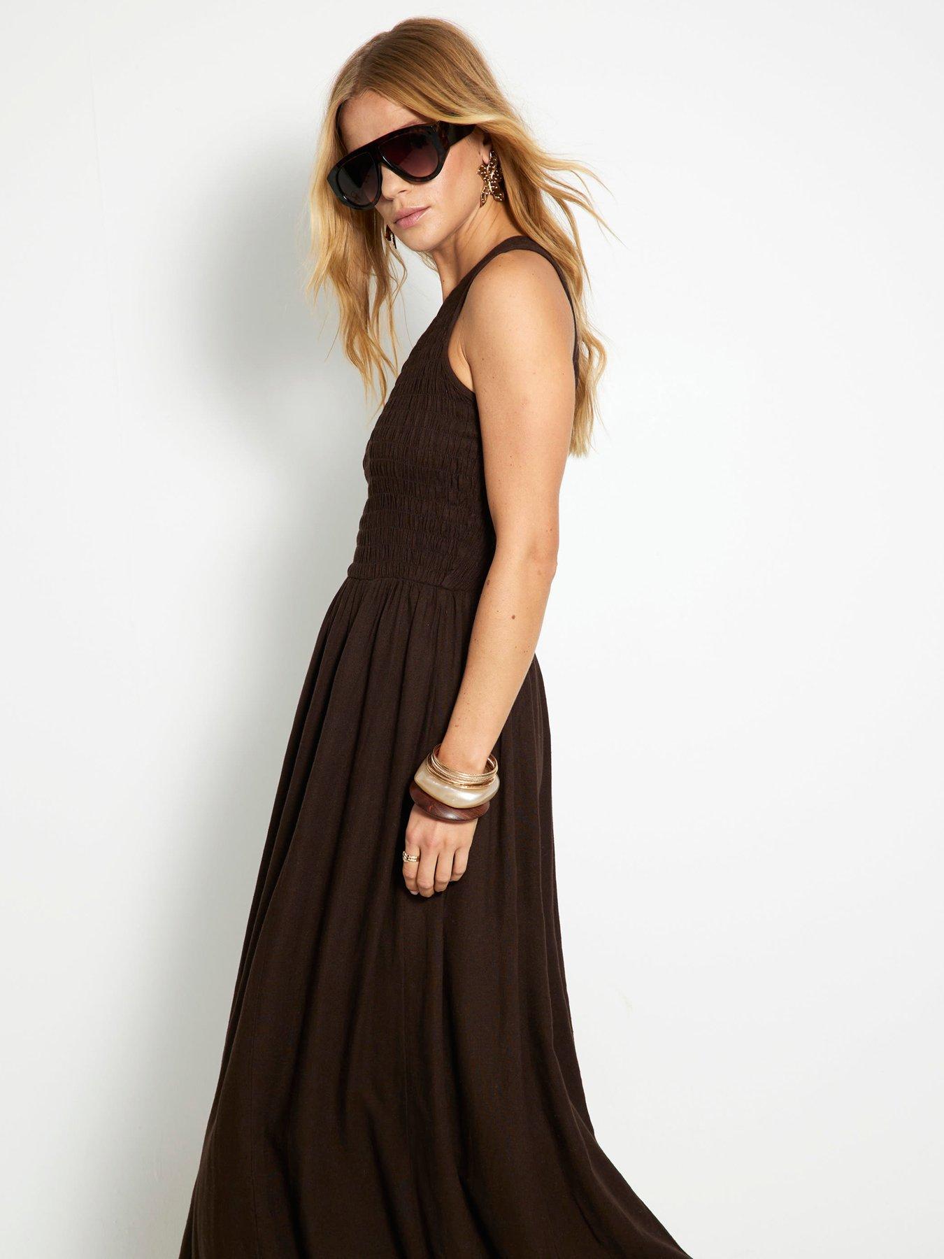 Image 4 of 6 of River Island Puff Ball Racer Dress - Brown