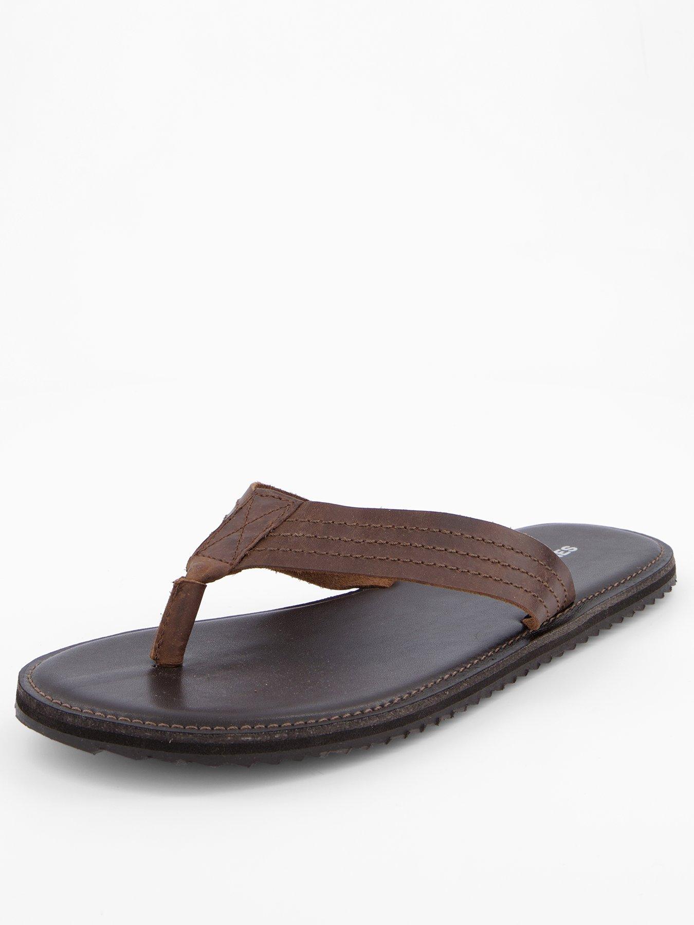 Image 1 of 6 of Jack & Jones Ashton Leather Sandals - Brown Stone