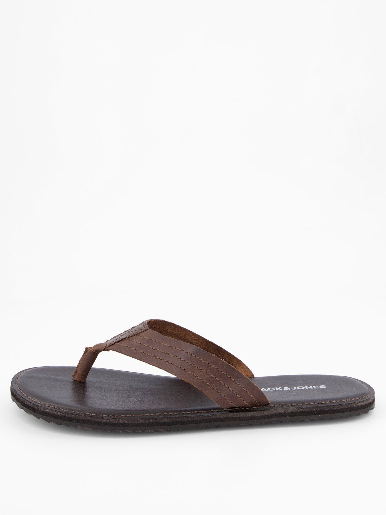 Image 2 of 6 of Jack & Jones Ashton Leather Sandals - Brown Stone