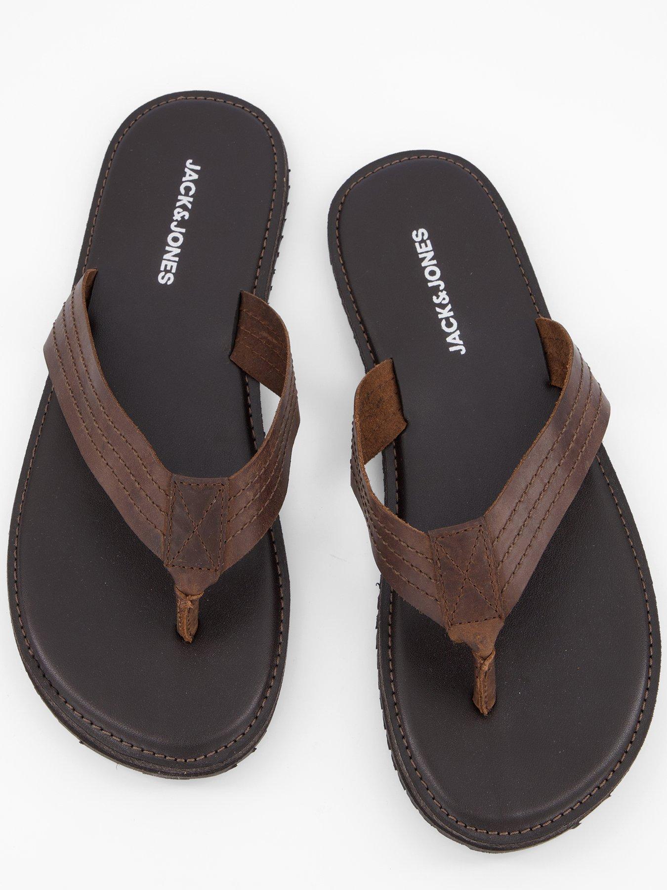 Image 3 of 6 of Jack & Jones Ashton Leather Sandals - Brown Stone