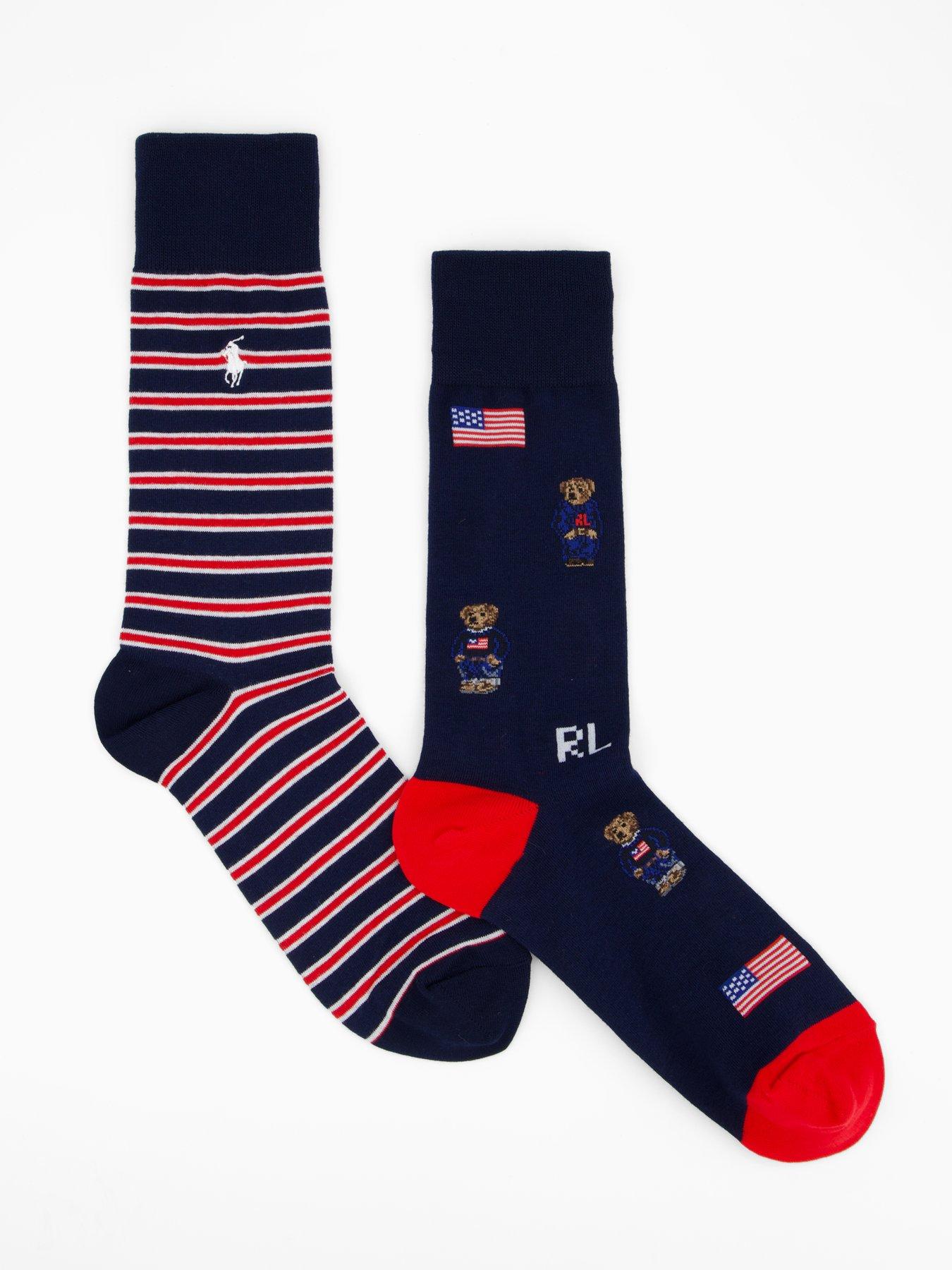 undefined Polo Ralph Lauren 2 Pack Ameri Bear Crew Socks - Assorted
