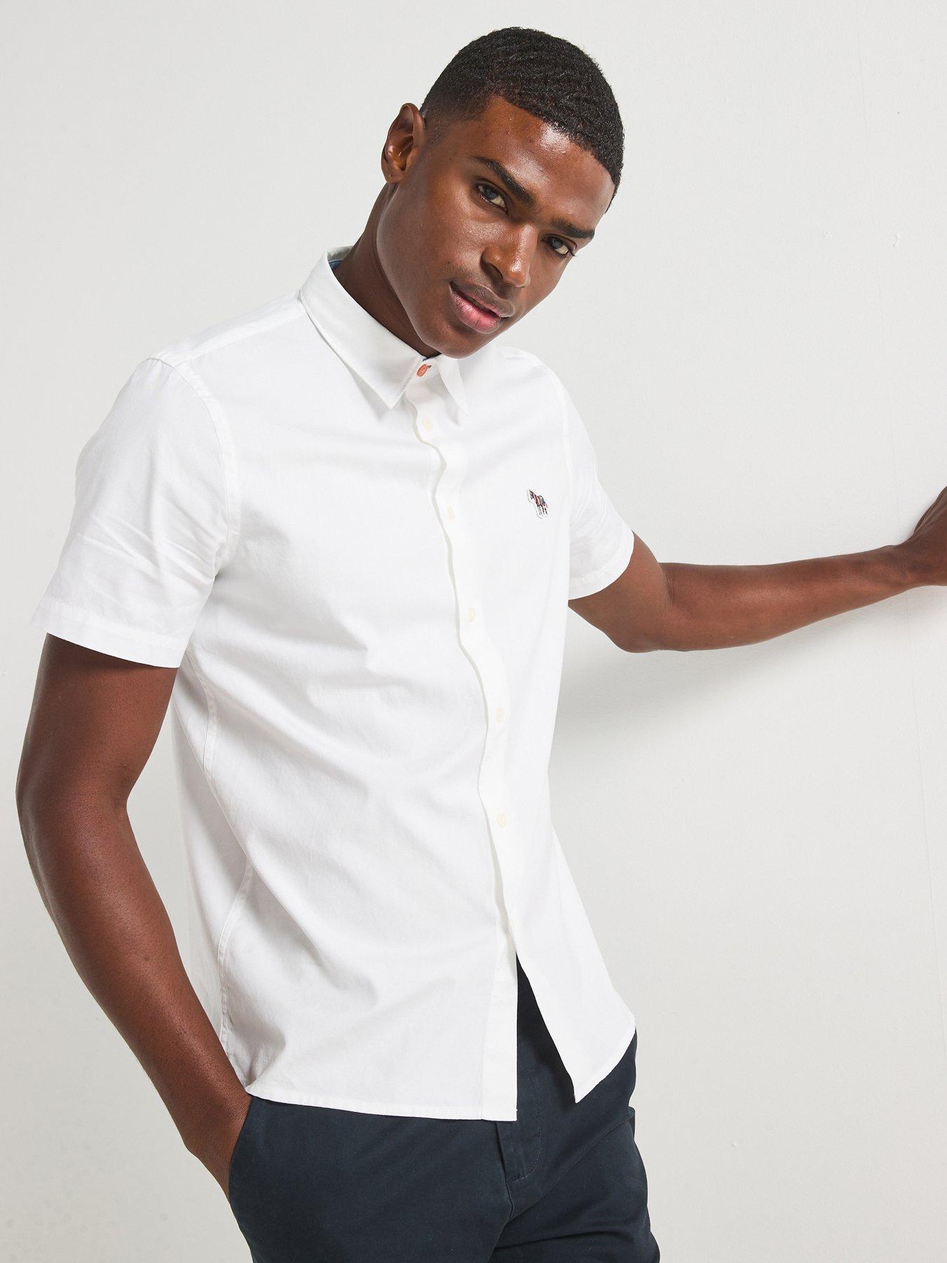 PS PAUL SMITH Casual Fit Short Sleeve Zebra Logo Shirt - White