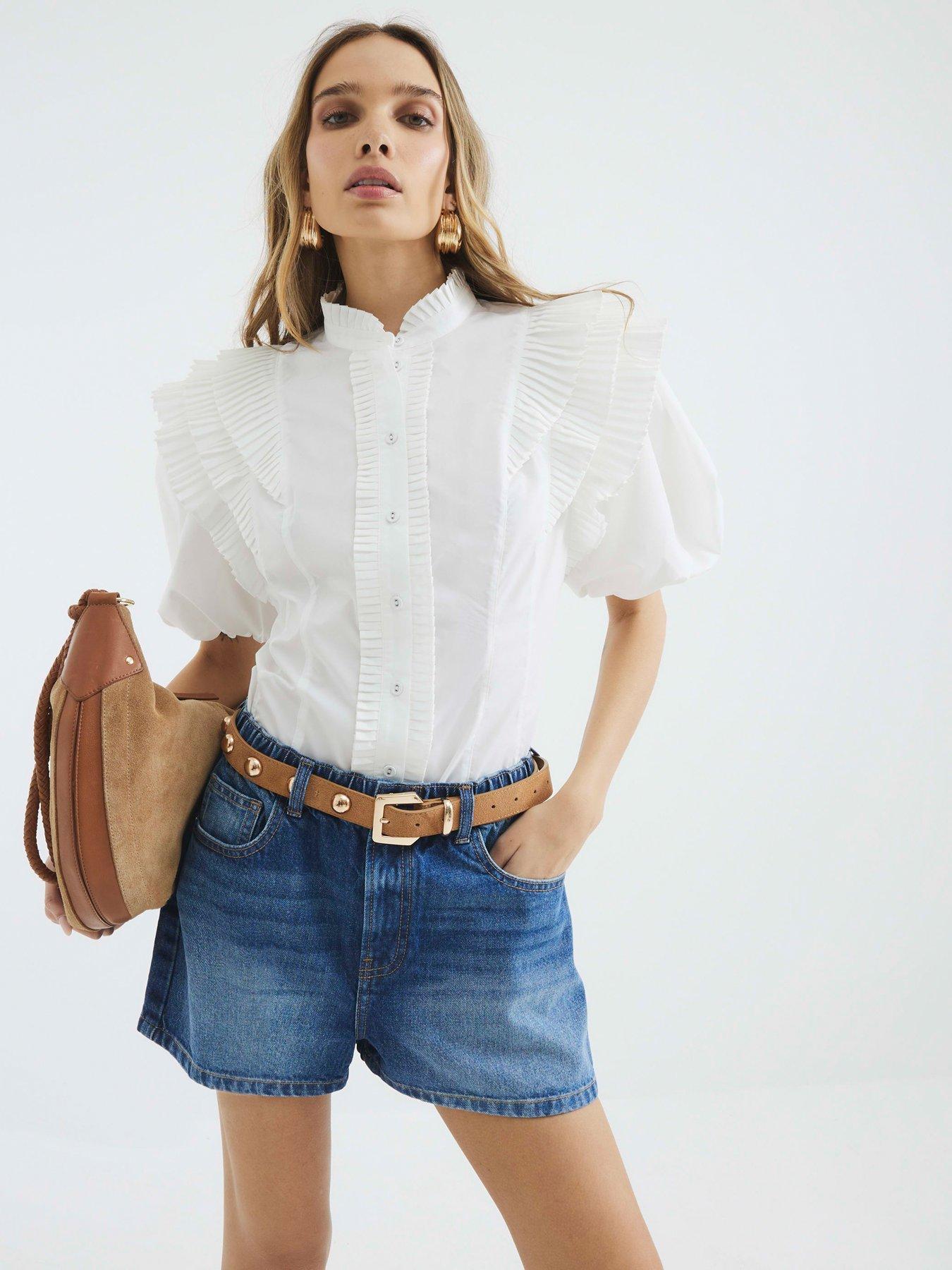 Image of River Island Ruffle Detail Shirt - White