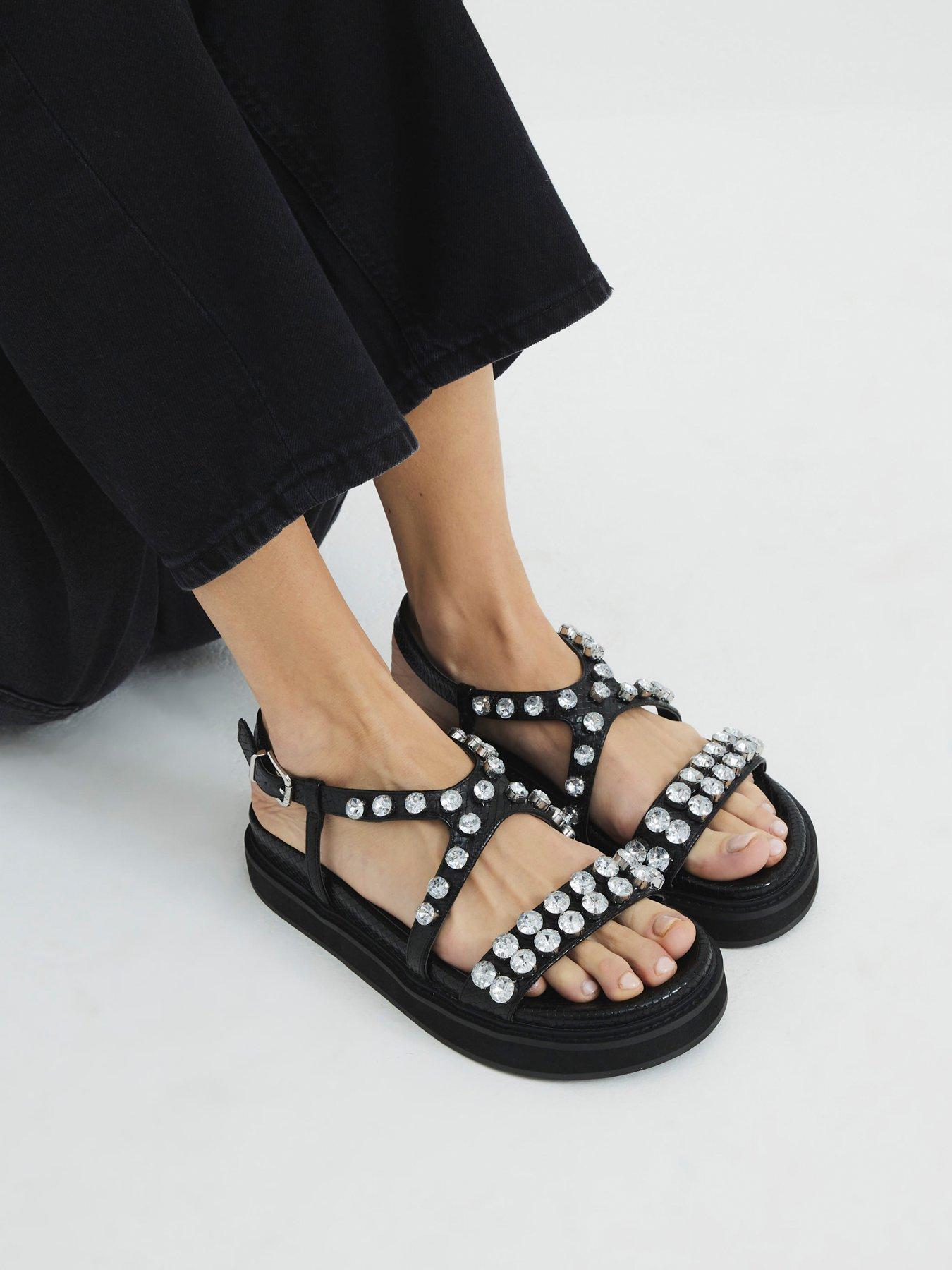 Image 2 of 5 of River Island Footbed Flat Sandal - Black
