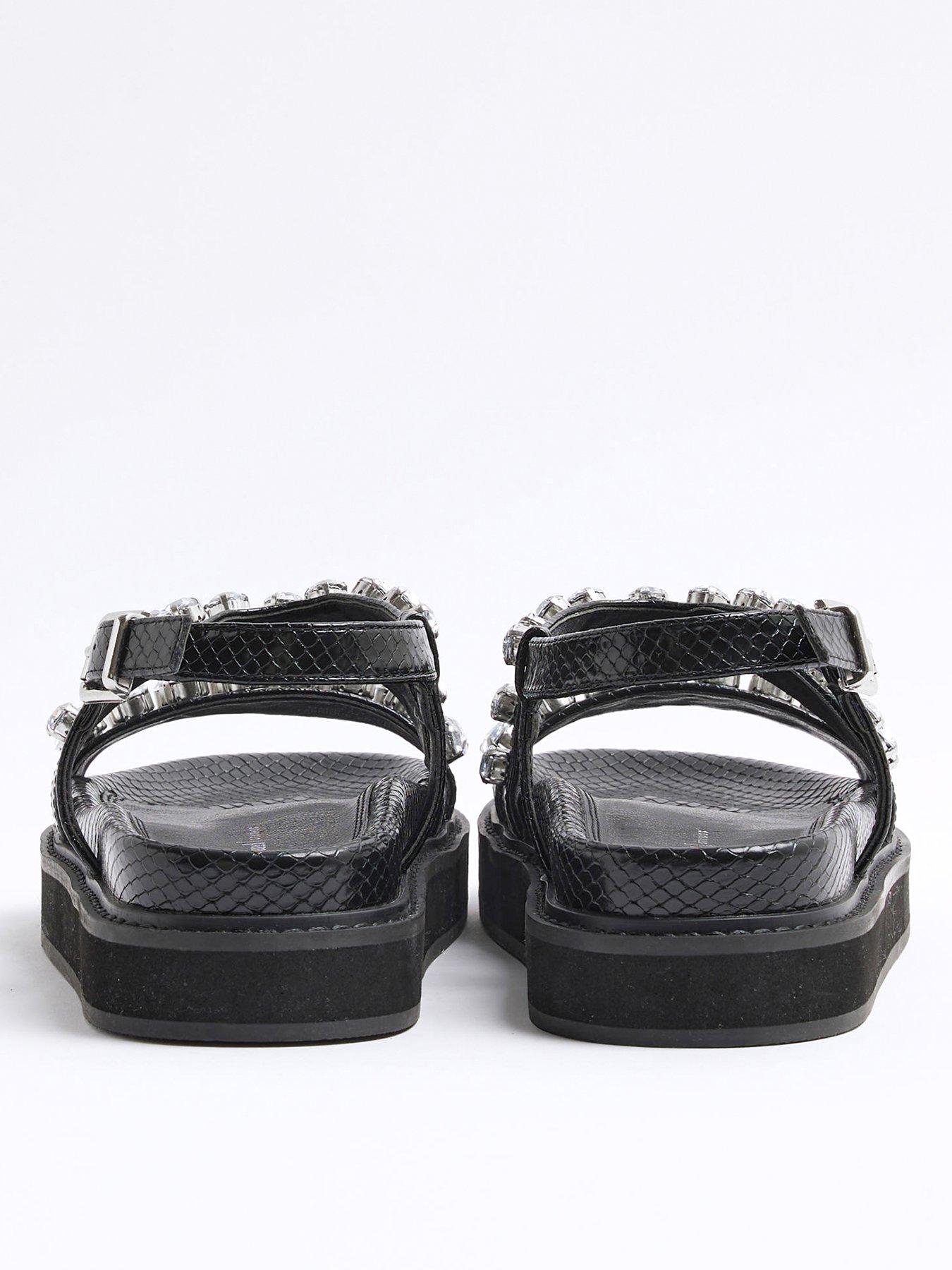 Image 3 of 5 of River Island Footbed Flat Sandal - Black